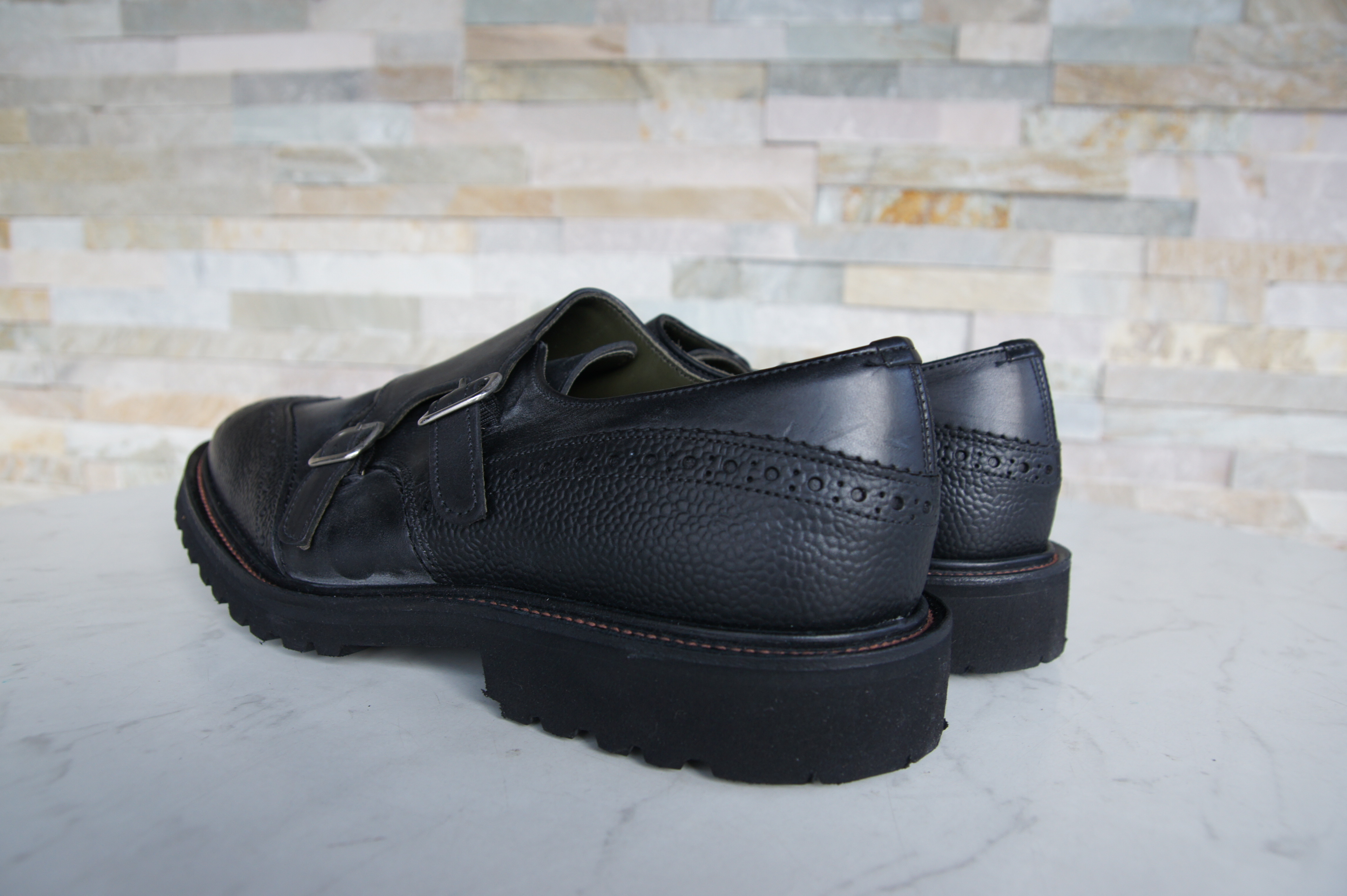 Tricker's Slipper Halbschuhe Doppelschnalle schwarz 