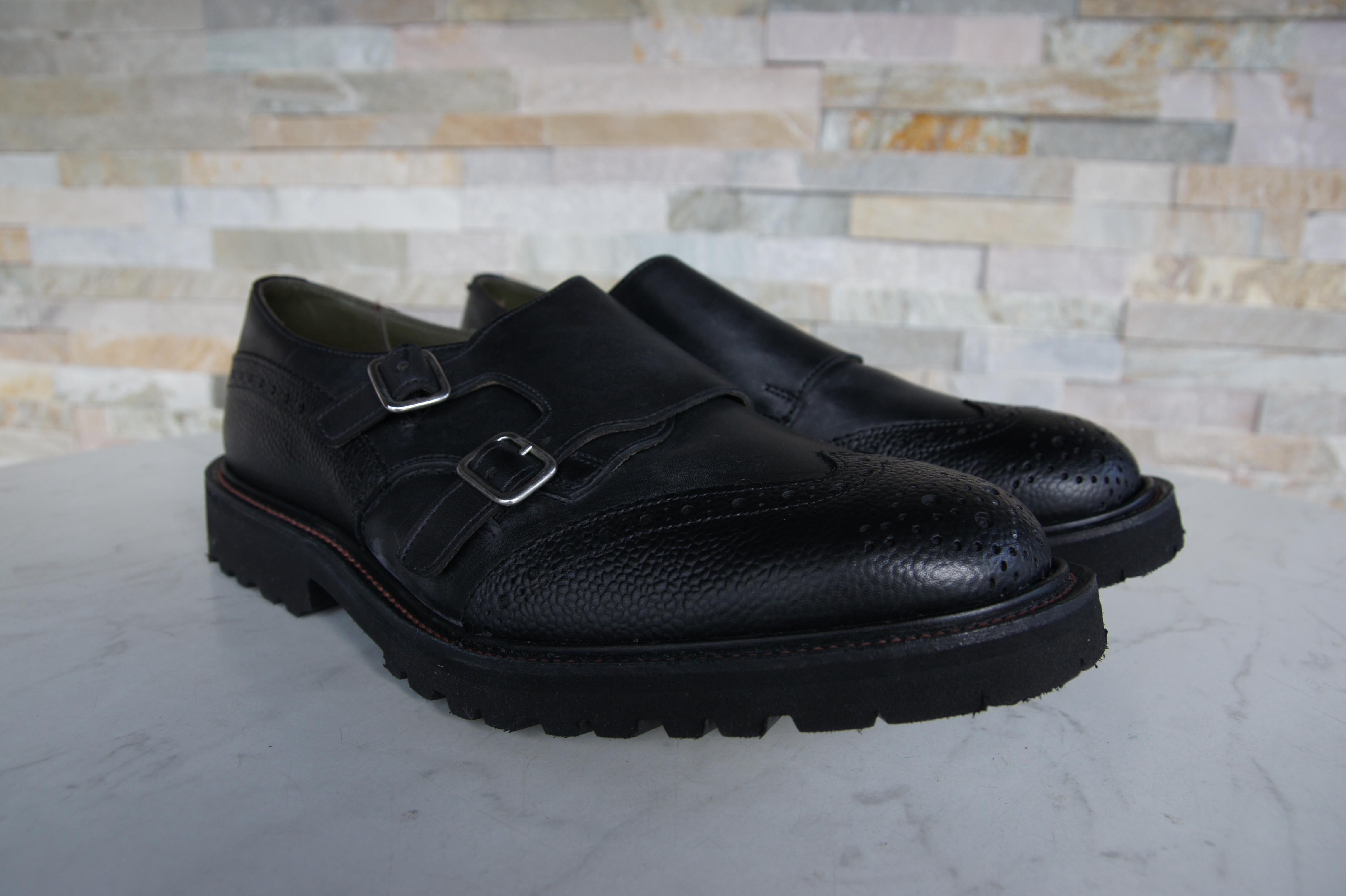 Tricker's Slipper Halbschuhe Doppelschnalle schwarz 