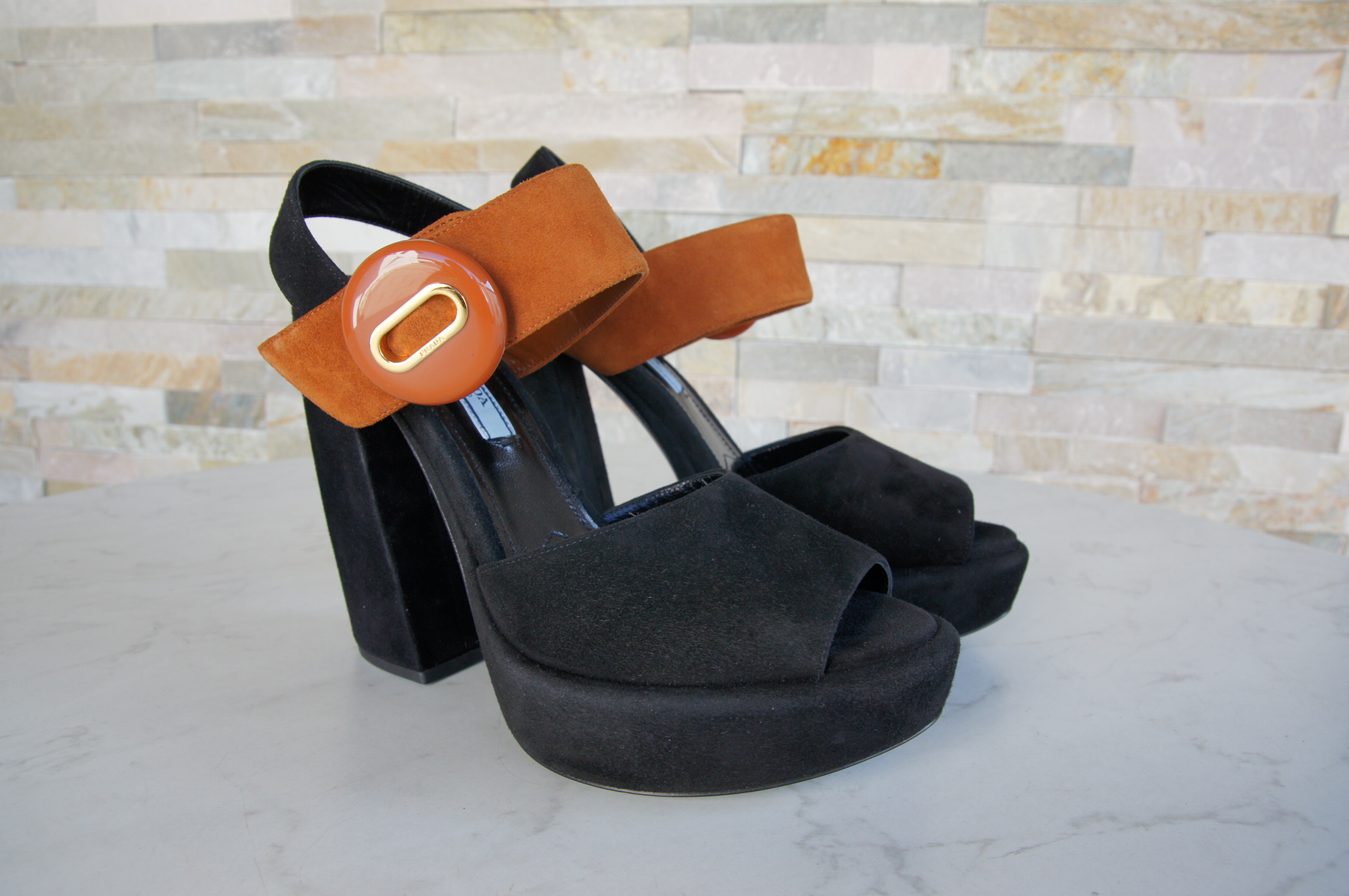 Prada platform sandals black rosewood
