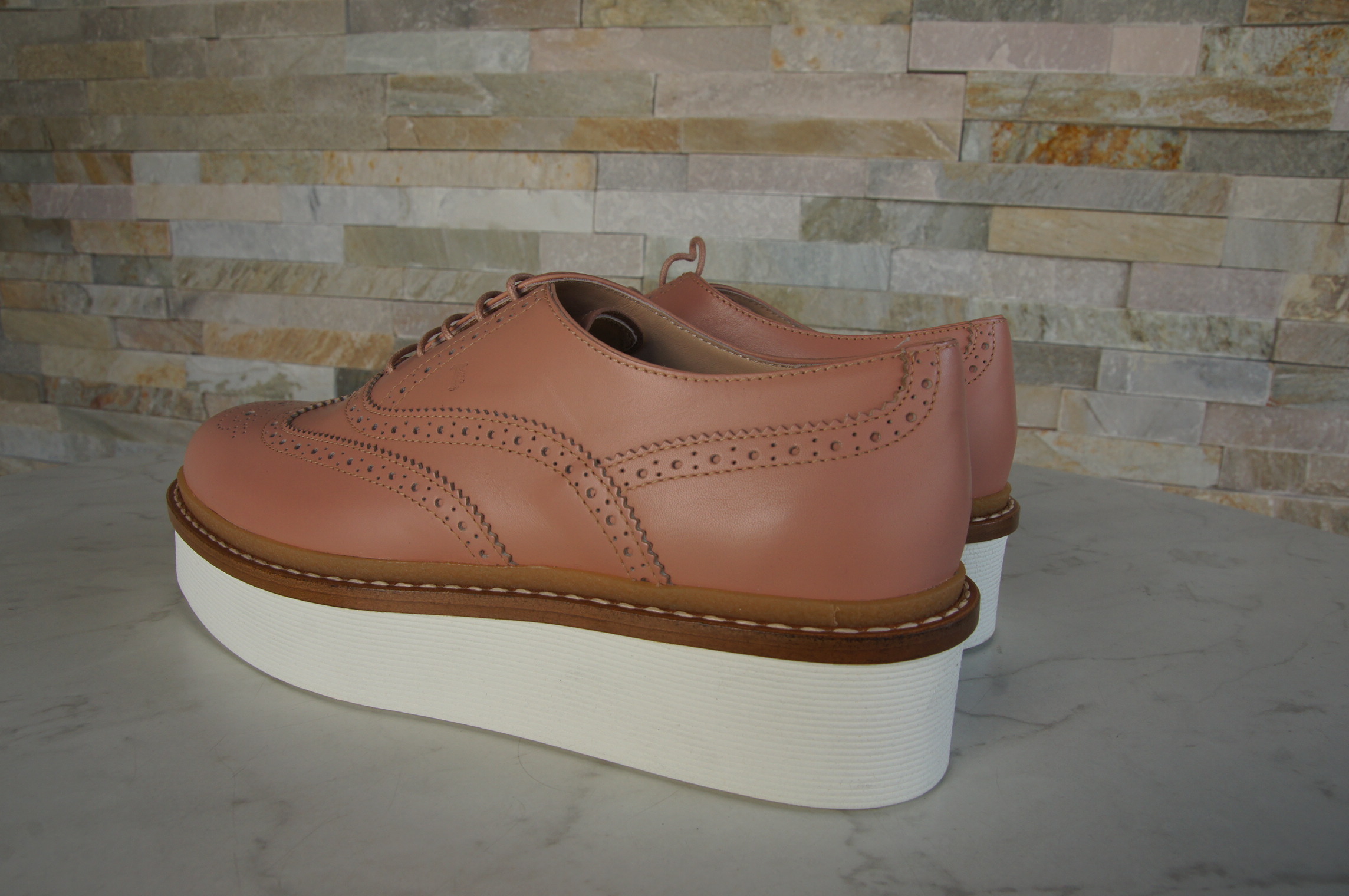 Tod's Plateau Schnürschuhe nude