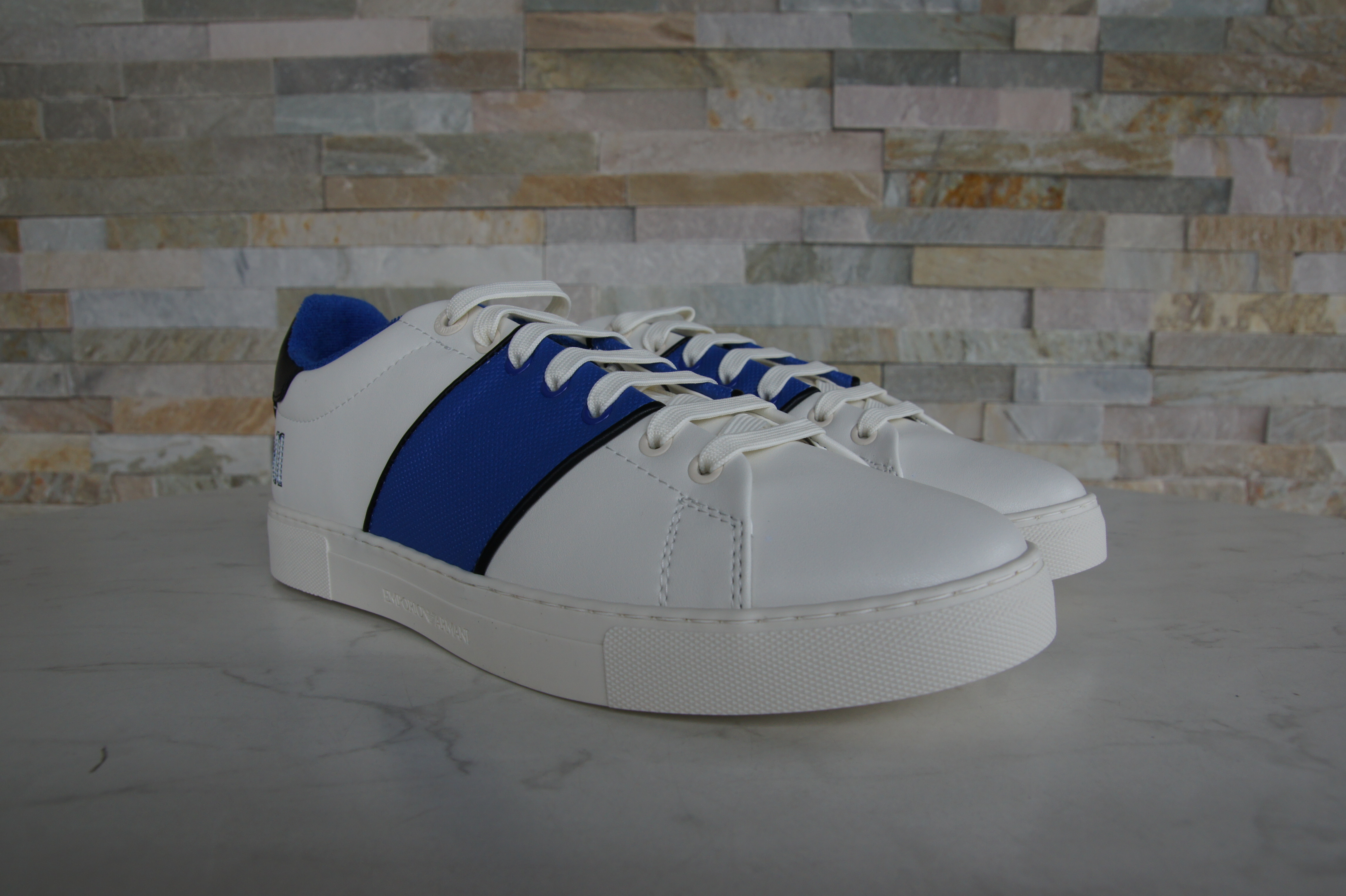 Emporio Armani sneakers lace-up shoes white + bluette