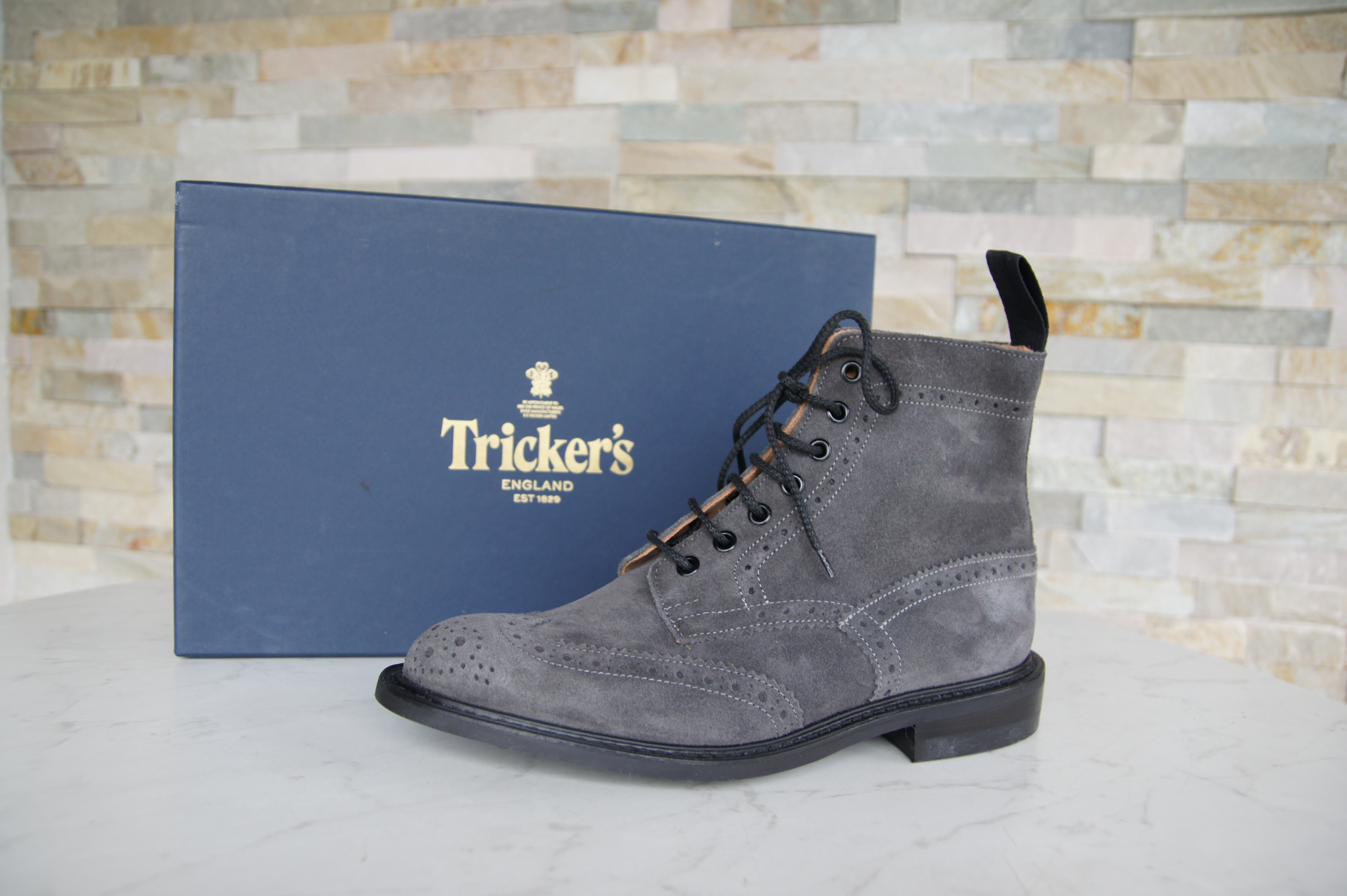 Tricker's ankle boots lace-up shoes  Stow suede smoke grey
