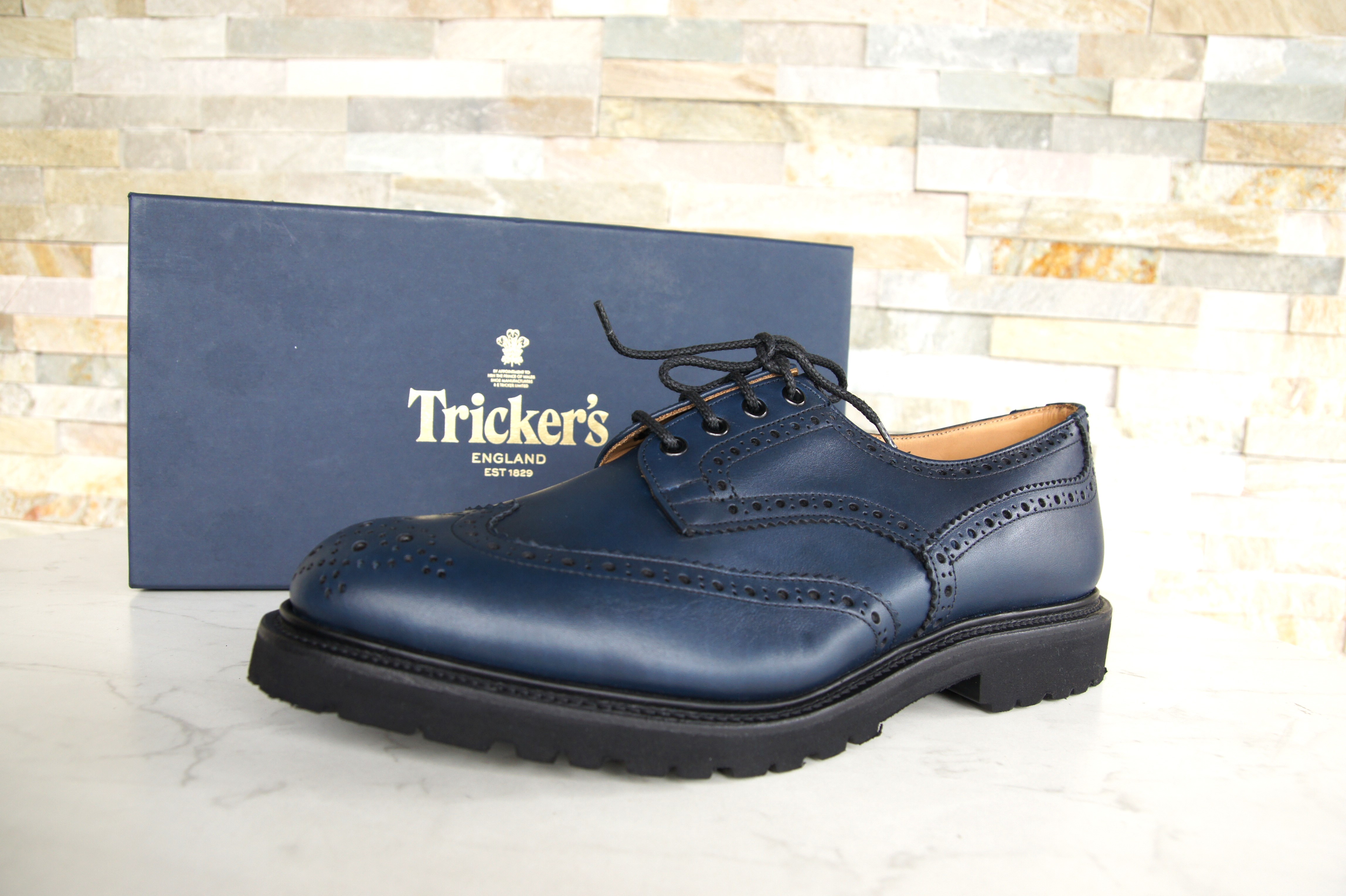 Tricker's Schnürschuhe Halbschuhe Budapester Bourton blau
