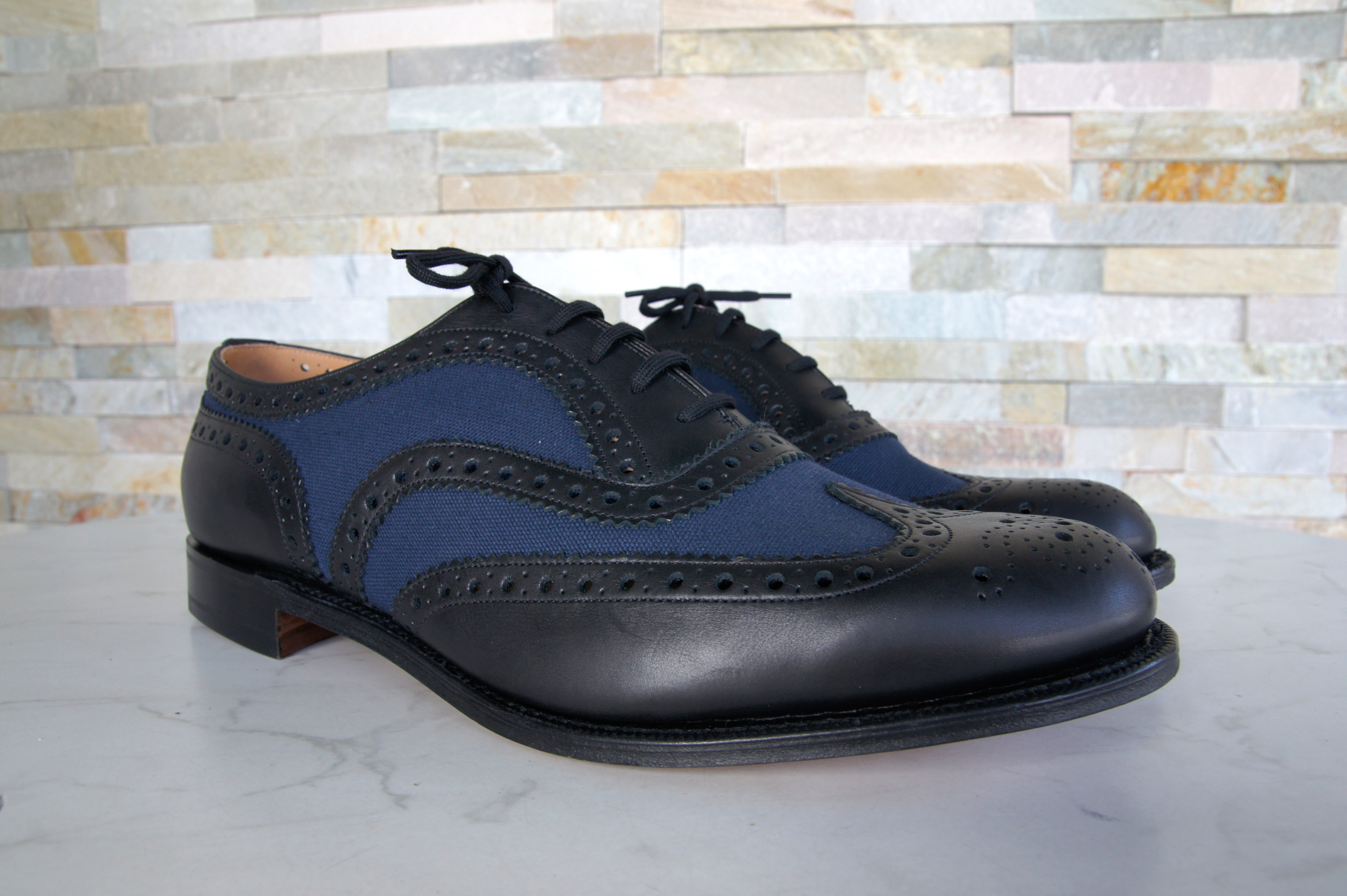 Church's Schnürschuhe Halbschuhe Burwood blau + schwarz