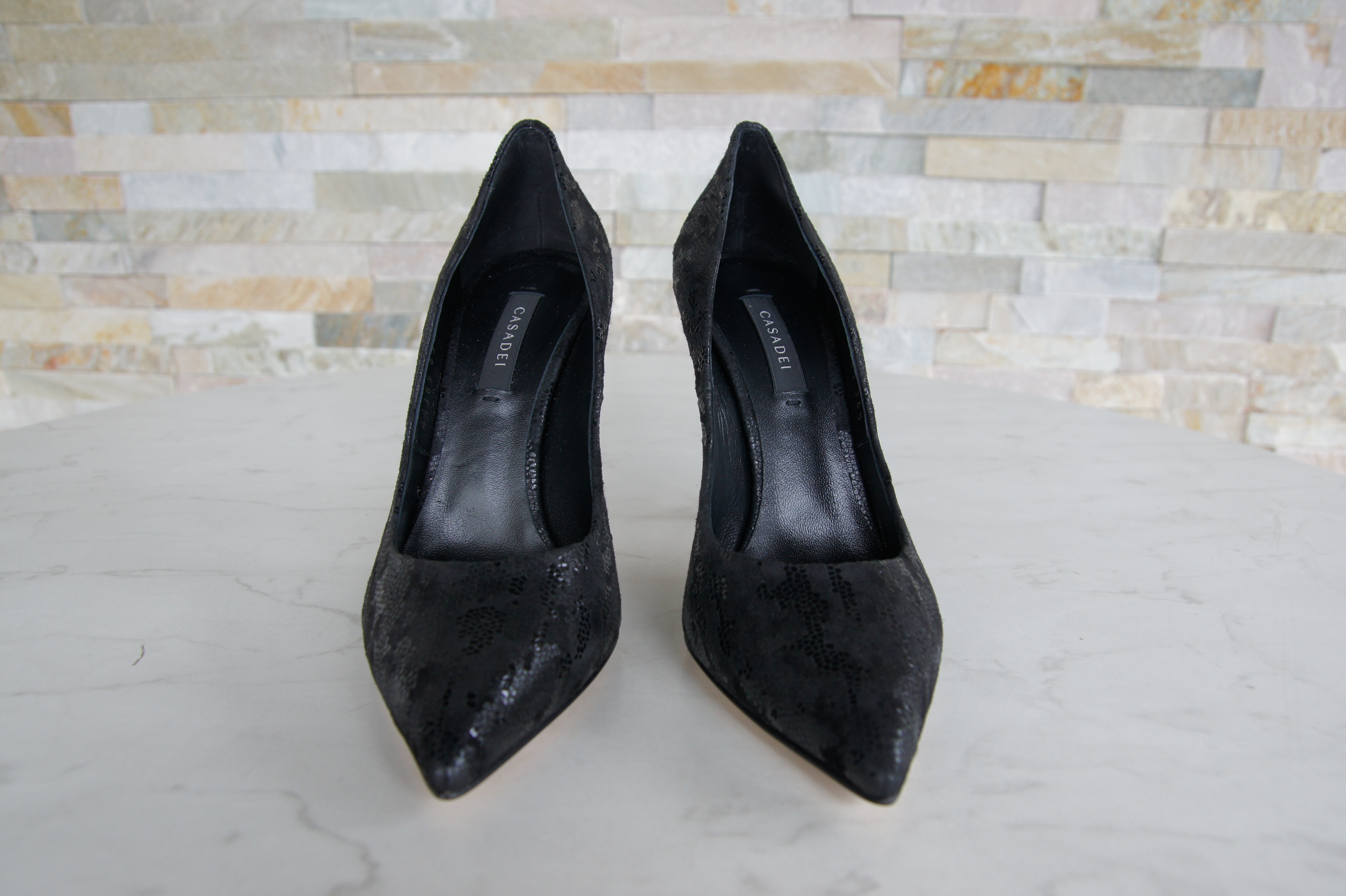 Casadei pumps high heels suede reptile black