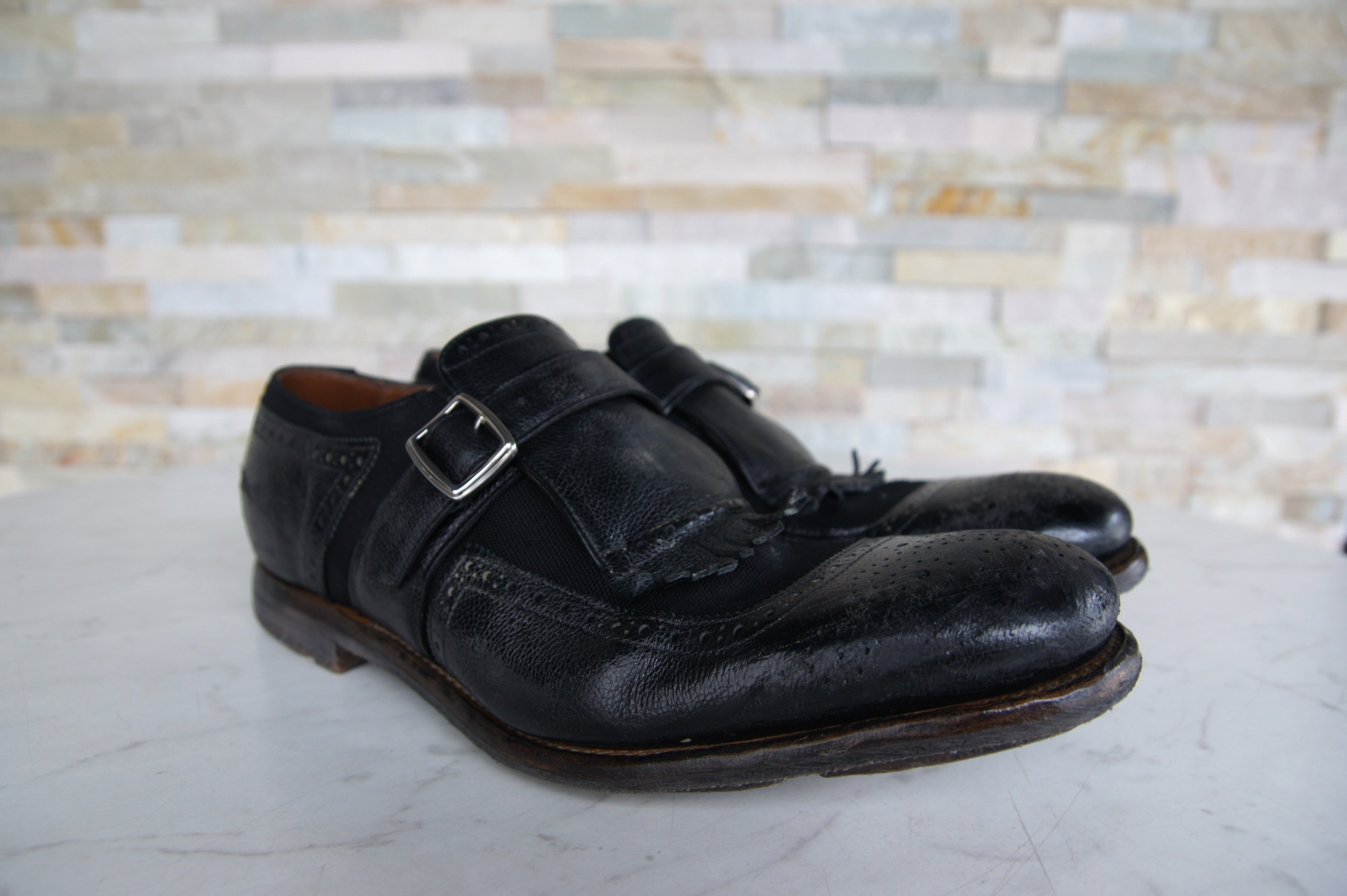 Church's monk strap loafers slipper Shanghai vintage black  