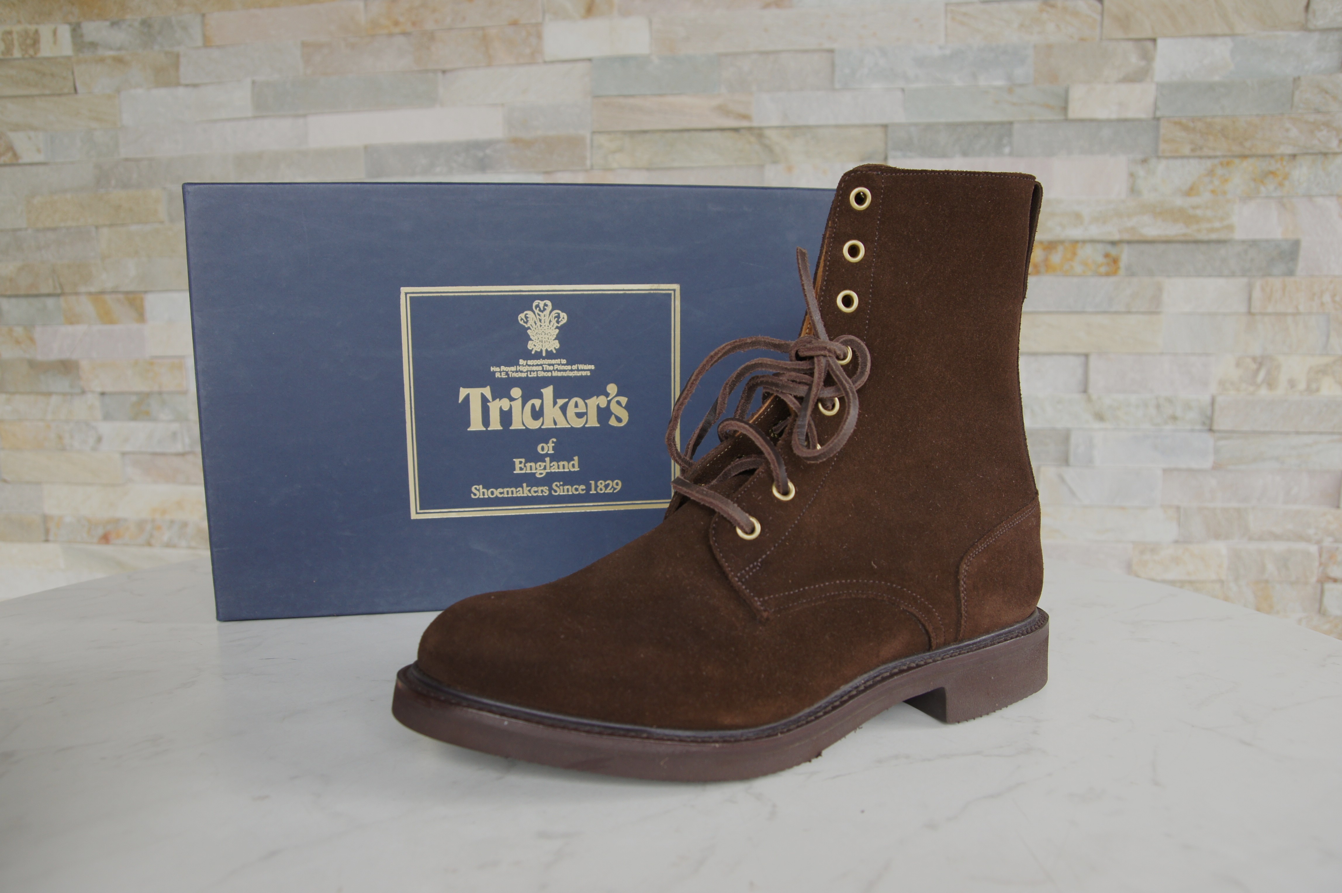 Tricker's ankle boots lace-up suede Brad chocolate