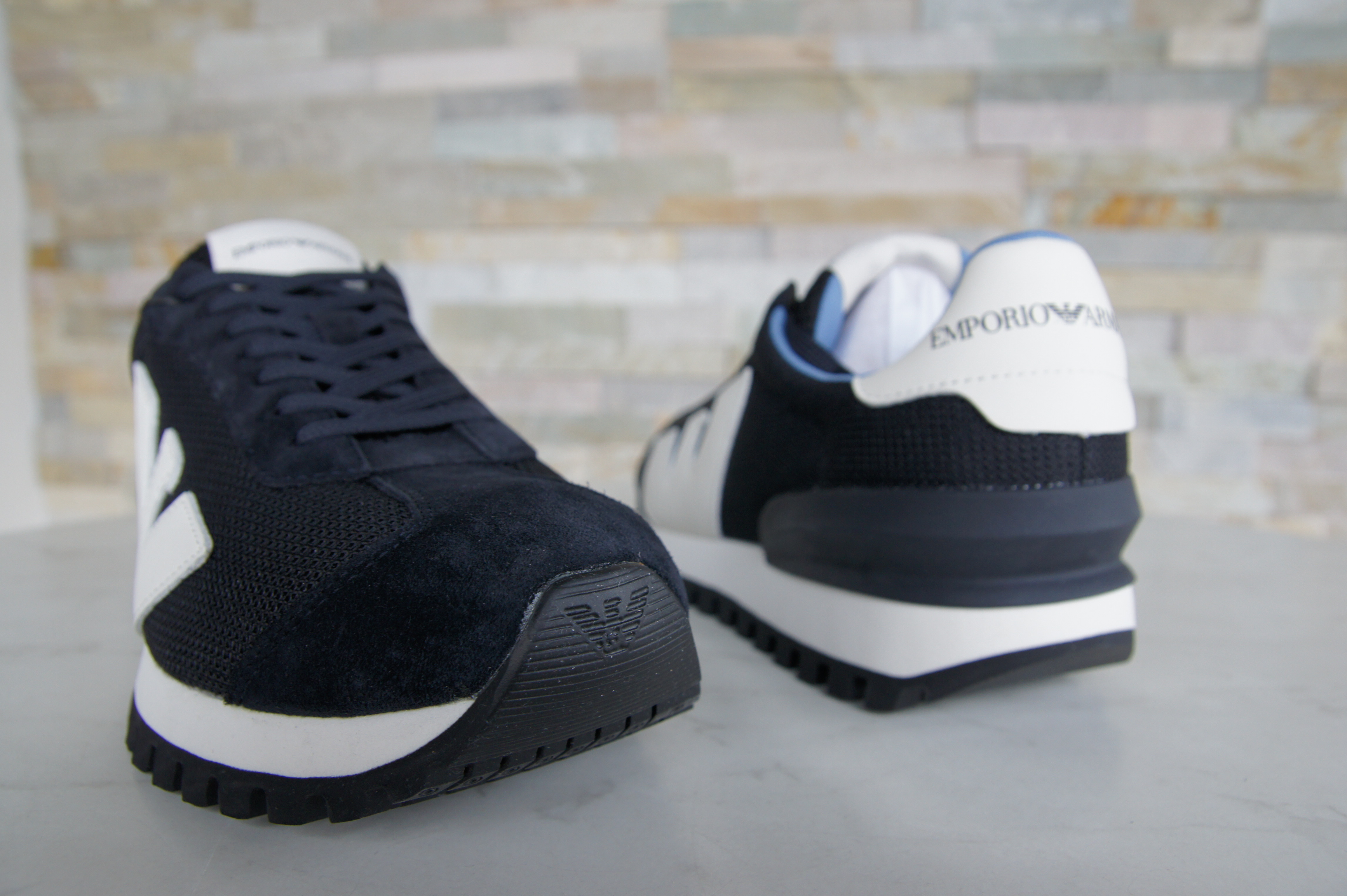 Emporio Armani sneakers lace-up navy + off white
