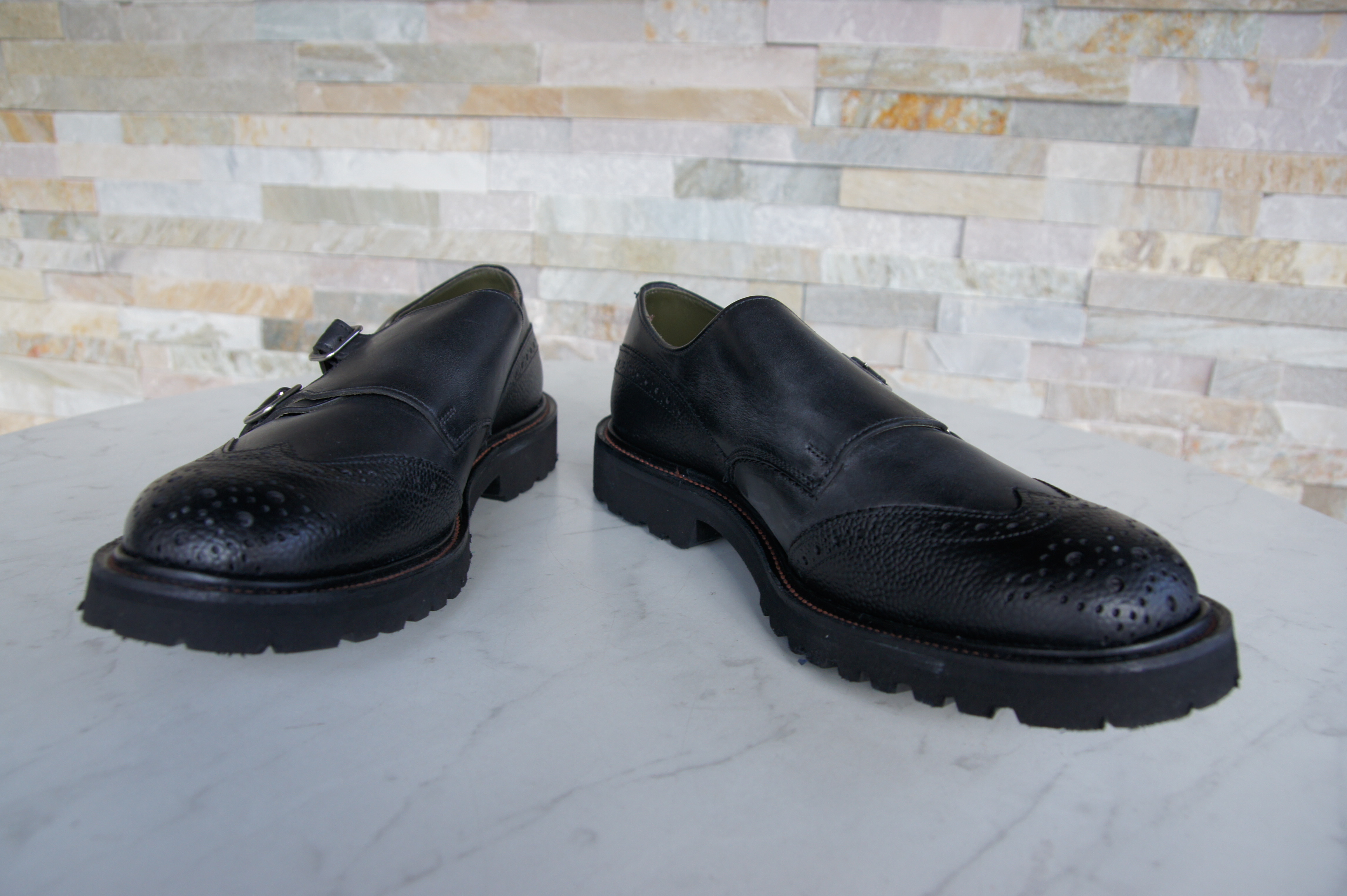 Tricker's Slipper Halbschuhe Doppelschnalle schwarz 