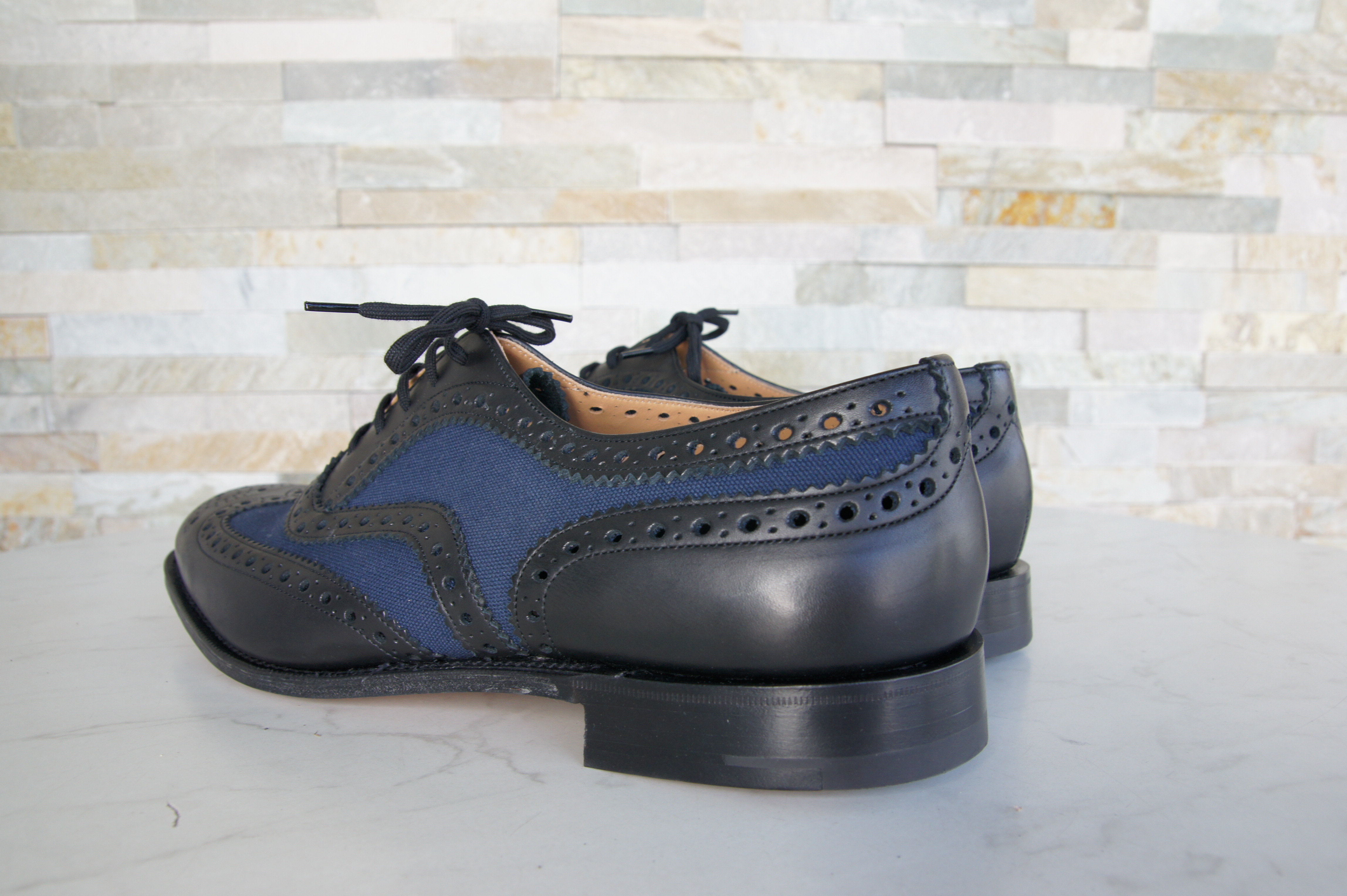 Church's Schnürschuhe Halbschuhe Burwood blau + schwarz