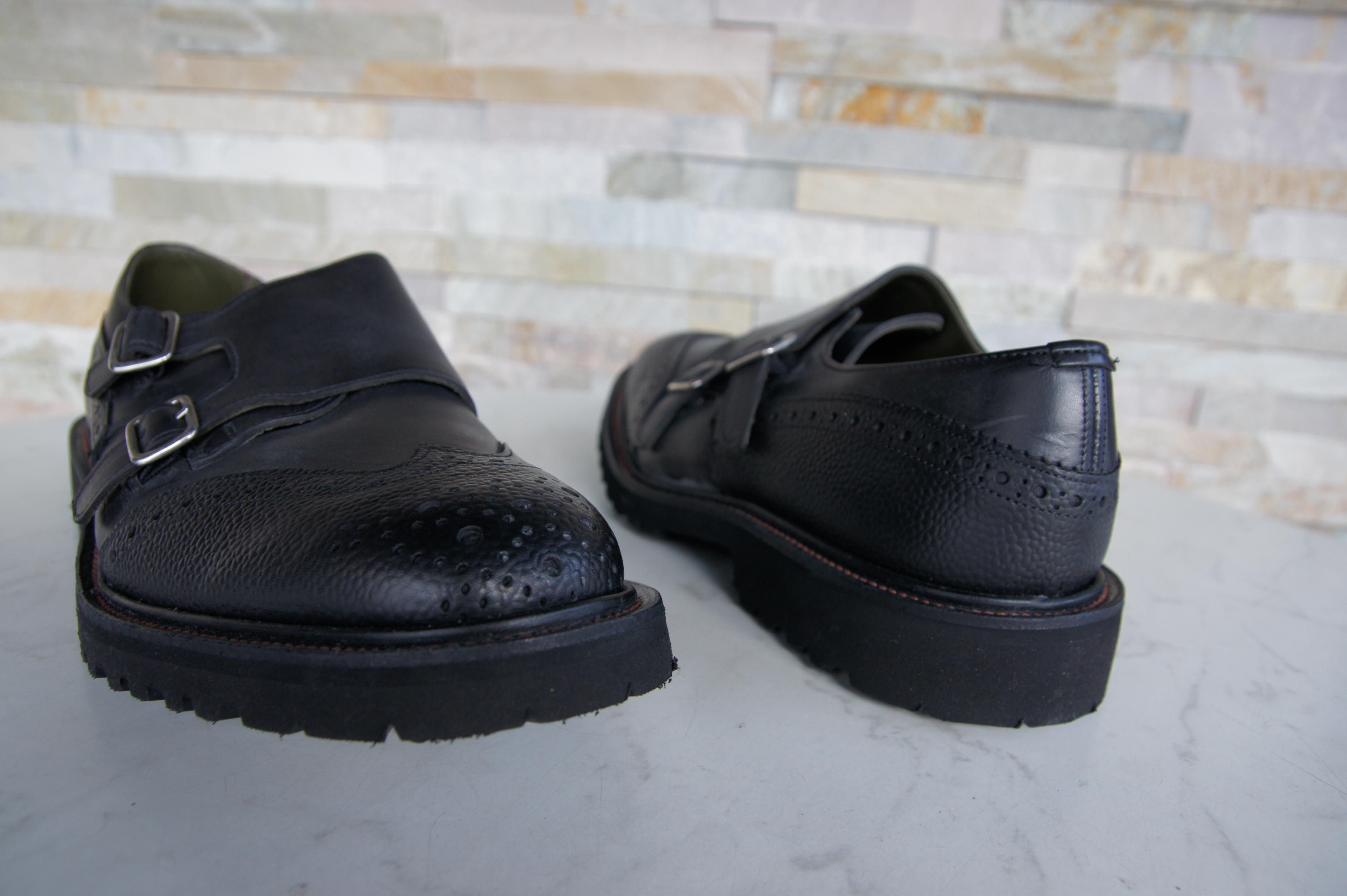 Tricker's Slipper Halbschuhe Doppelschnalle schwarz 