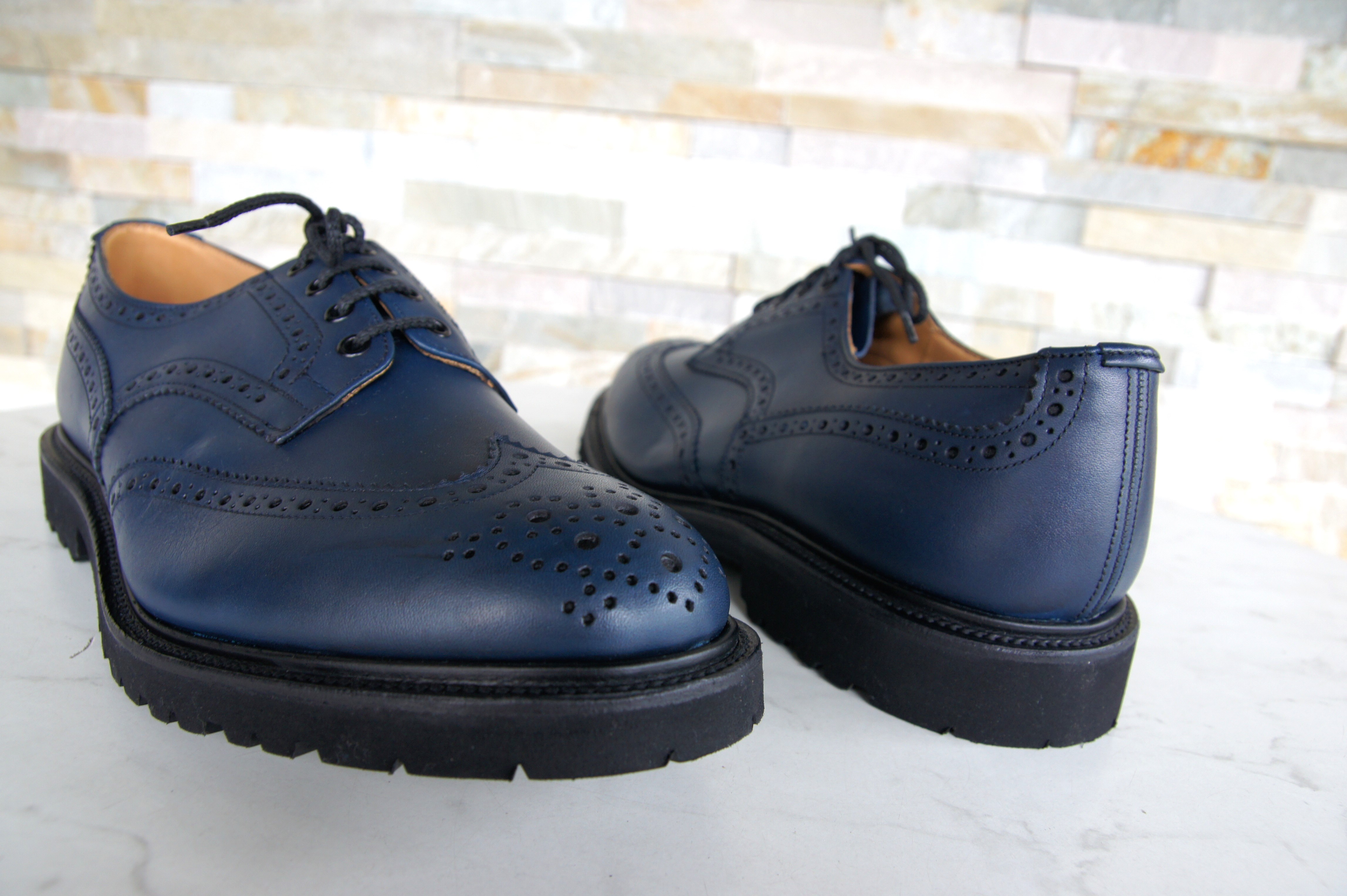 Tricker's Schnürschuhe Halbschuhe Budapester Bourton blau