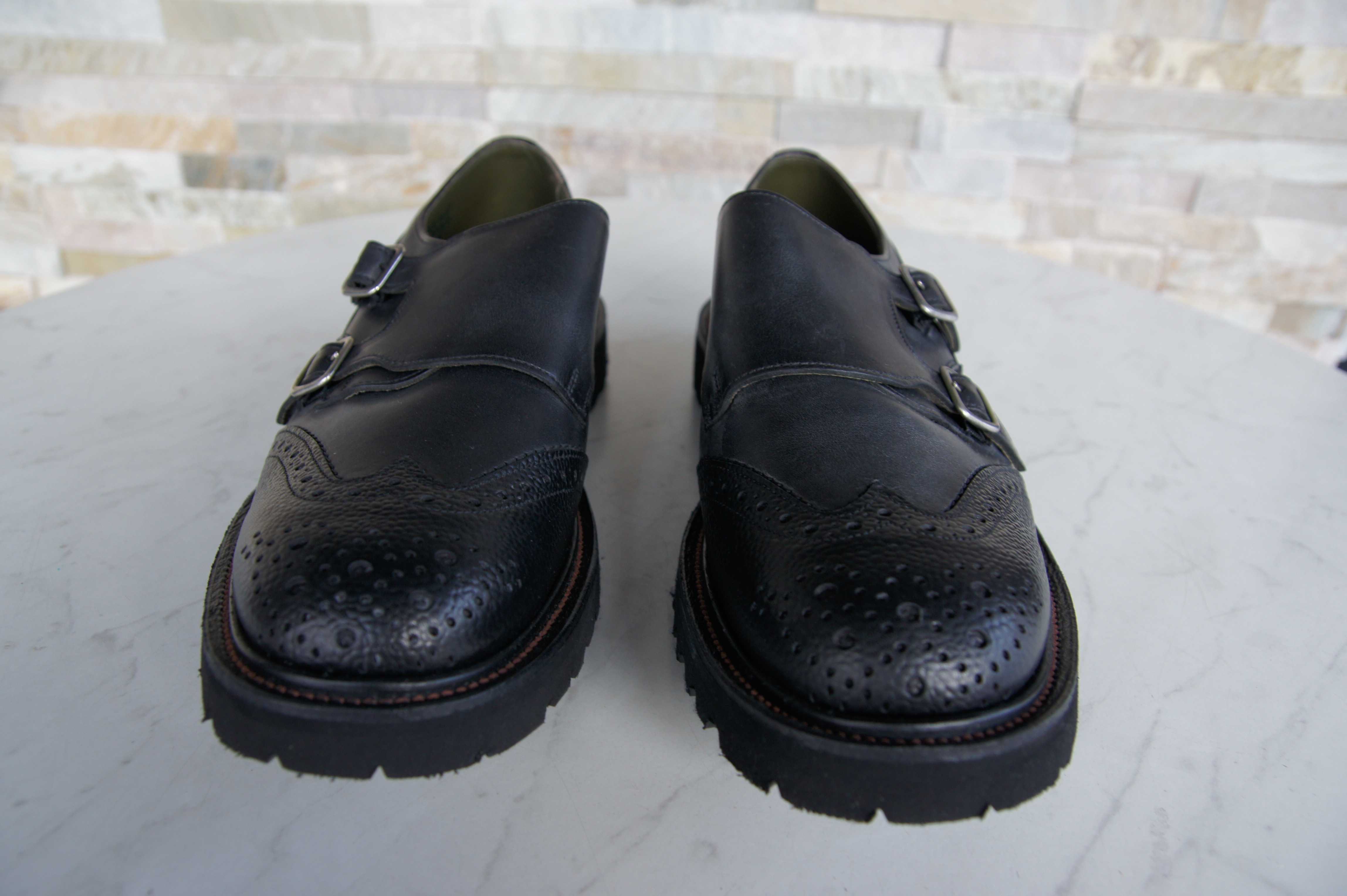 Tricker's Slipper Halbschuhe Doppelschnalle schwarz 