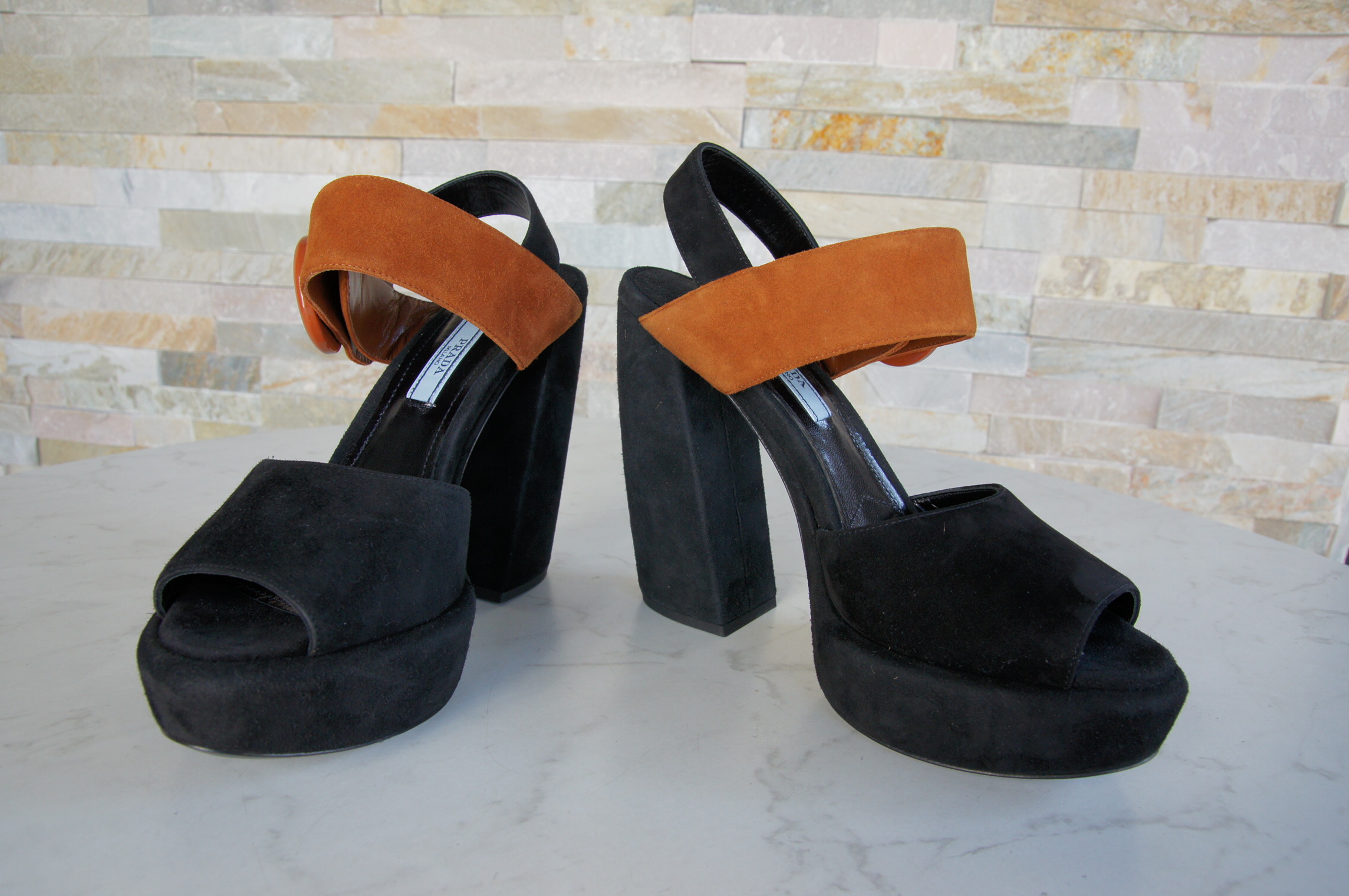 Prada platform sandals black rosewood