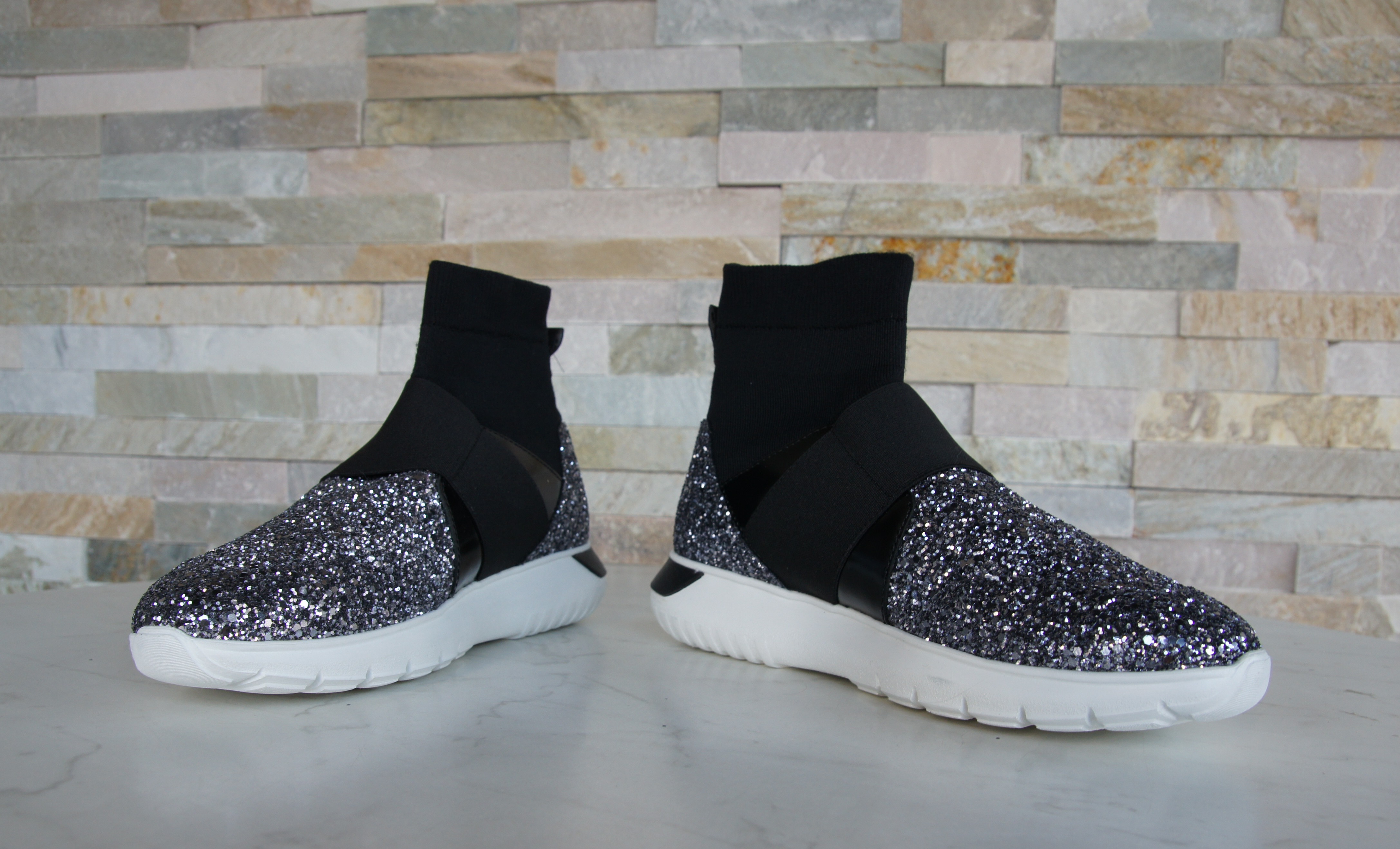 Hogan sneakers ankle boots glitter black 