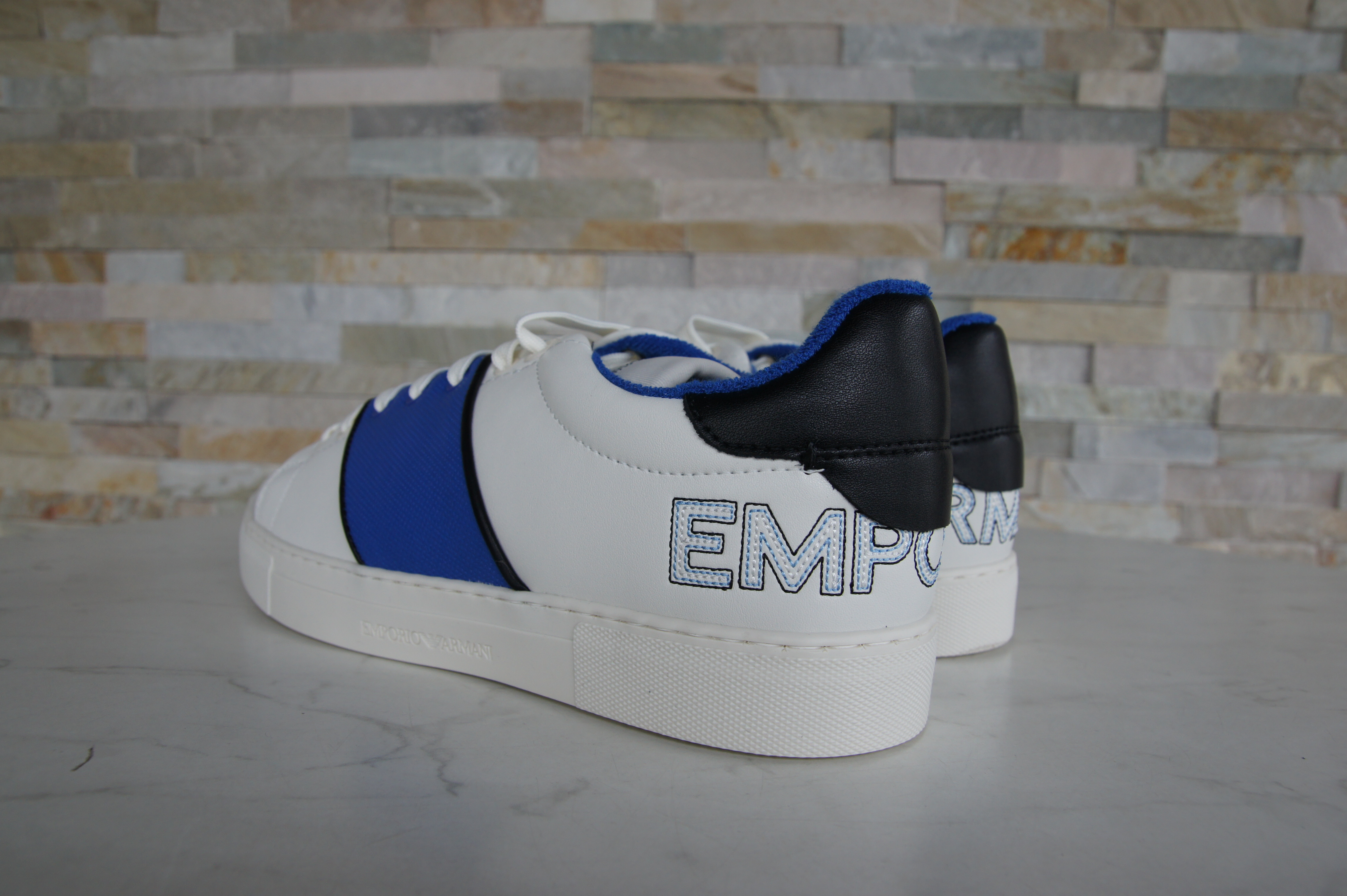 Emporio Armani sneakers lace-up shoes white + bluette