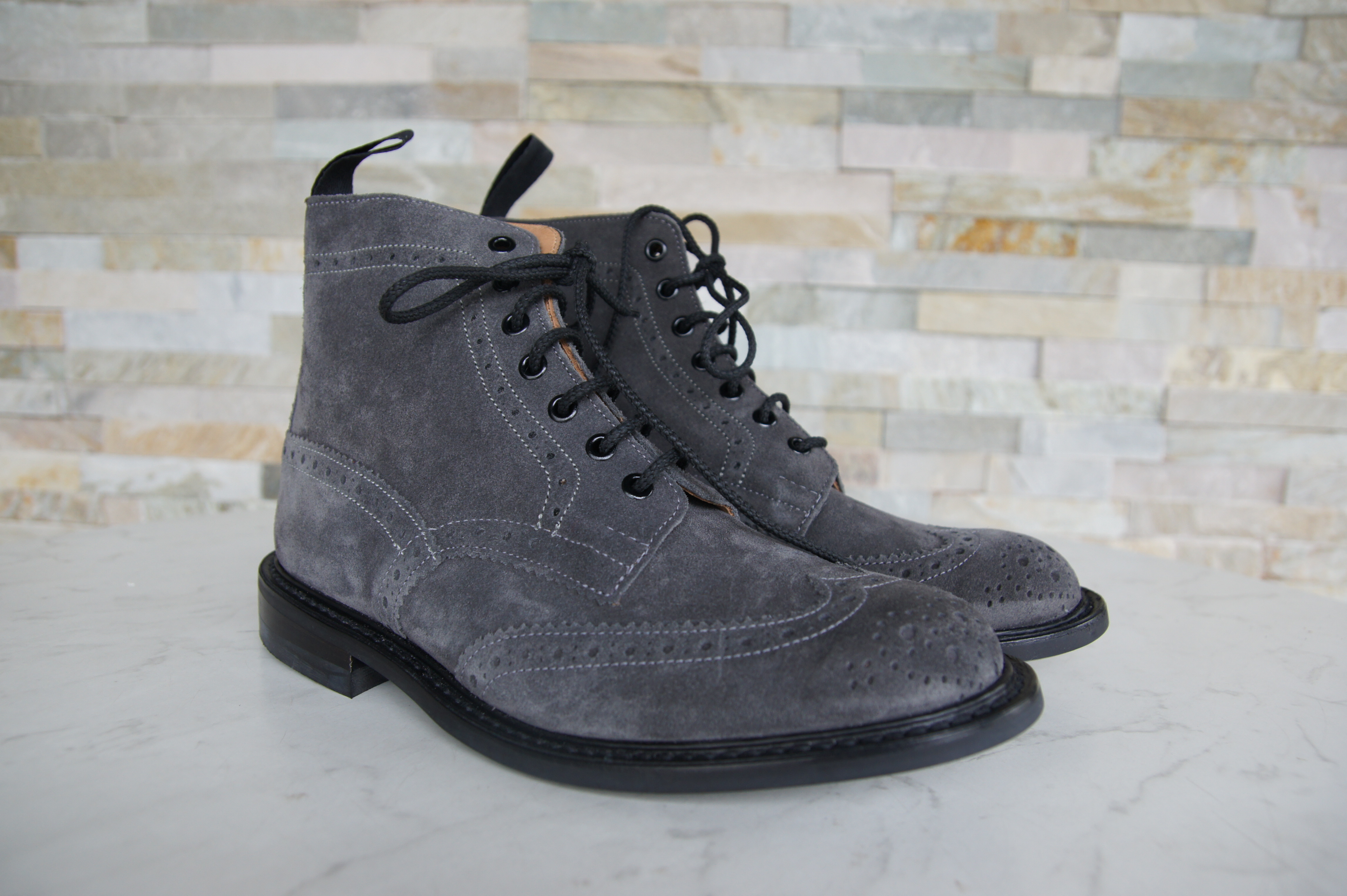 Tricker's ankle boots lace-up shoes  Stow suede smoke grey