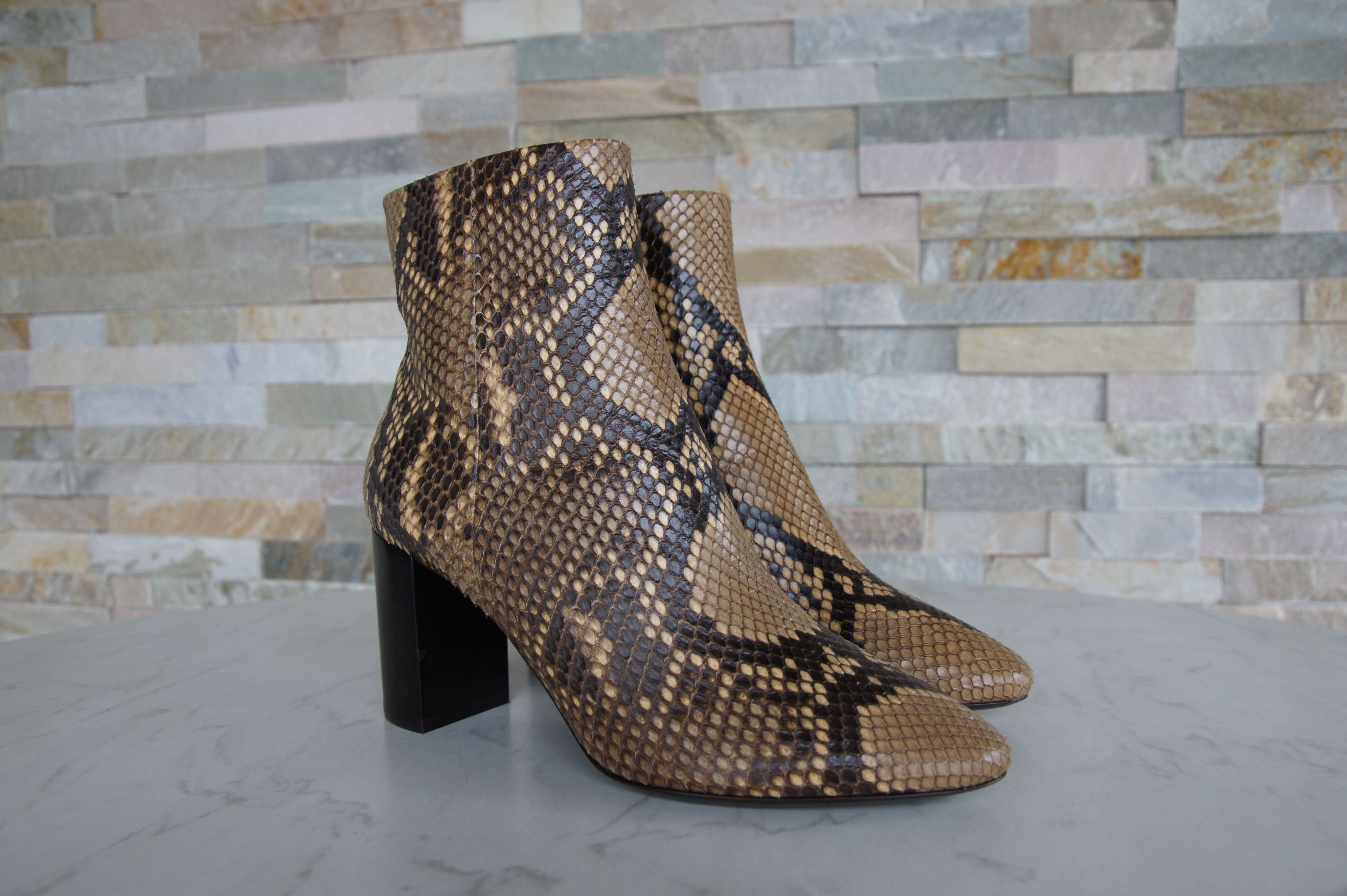 Saint Laurent booties python snakeskin brown