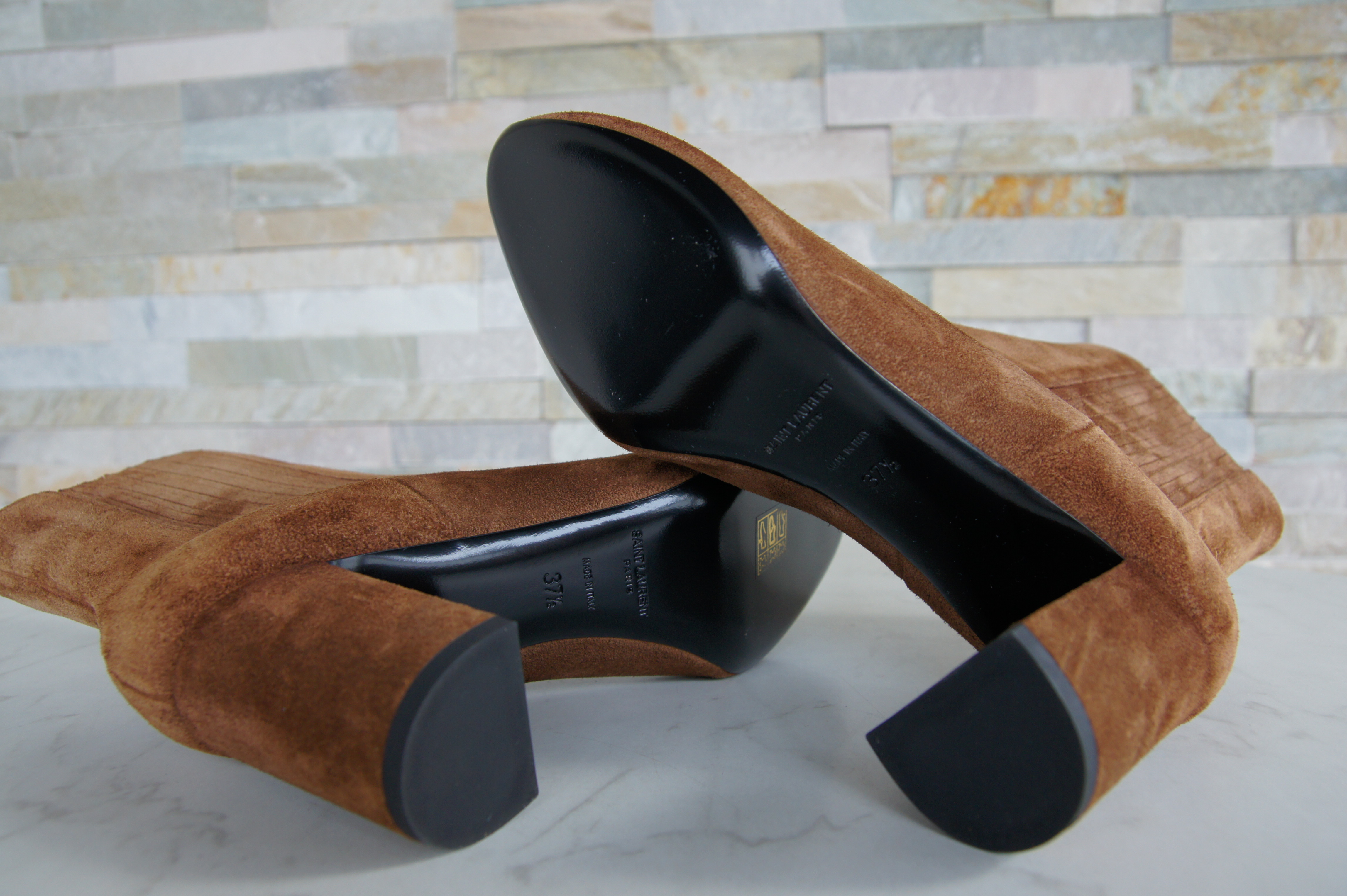 Saint Laurent Stiefeletten Wildleder braun