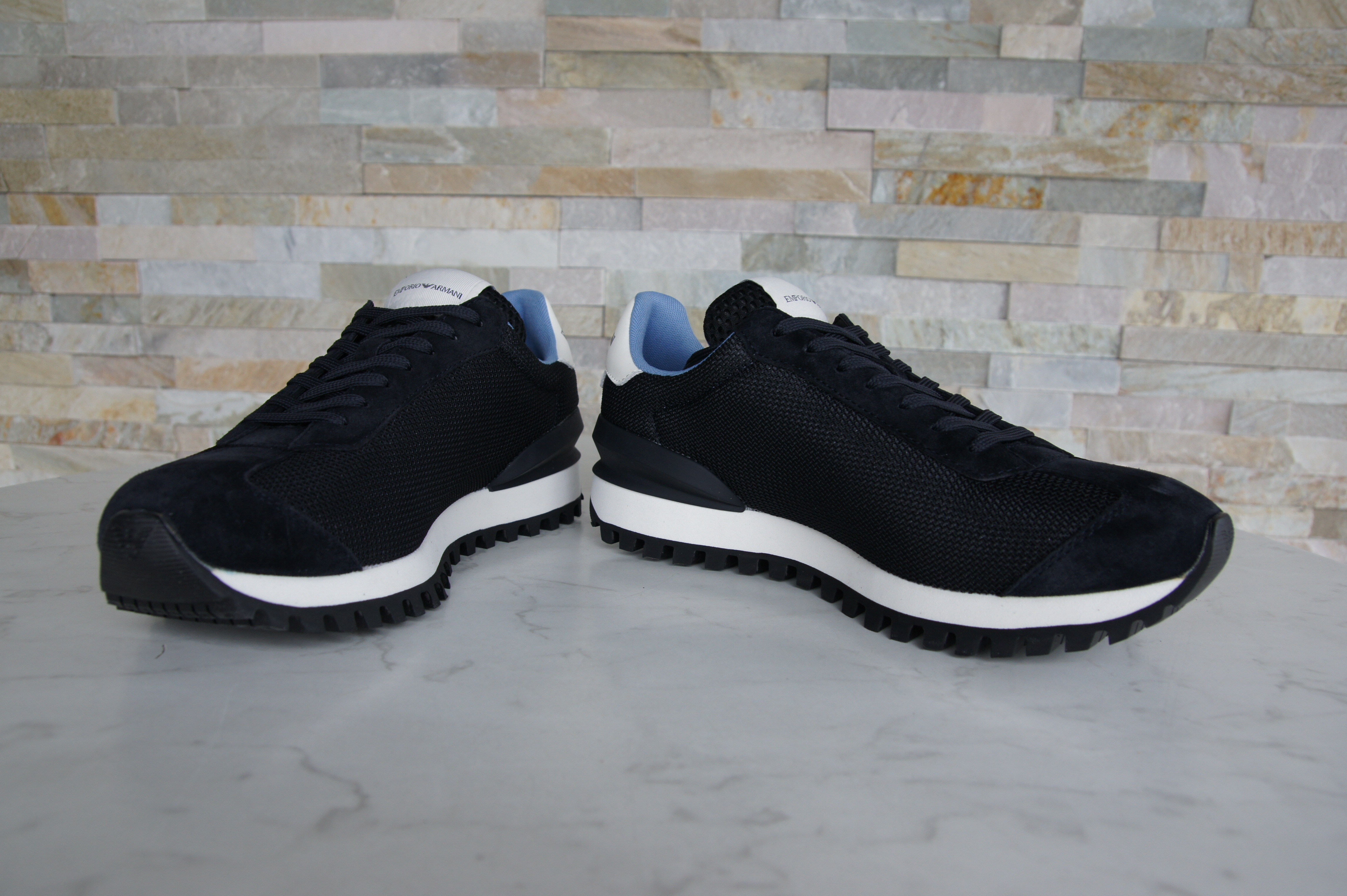 Emporio Armani sneakers lace-up navy + off white