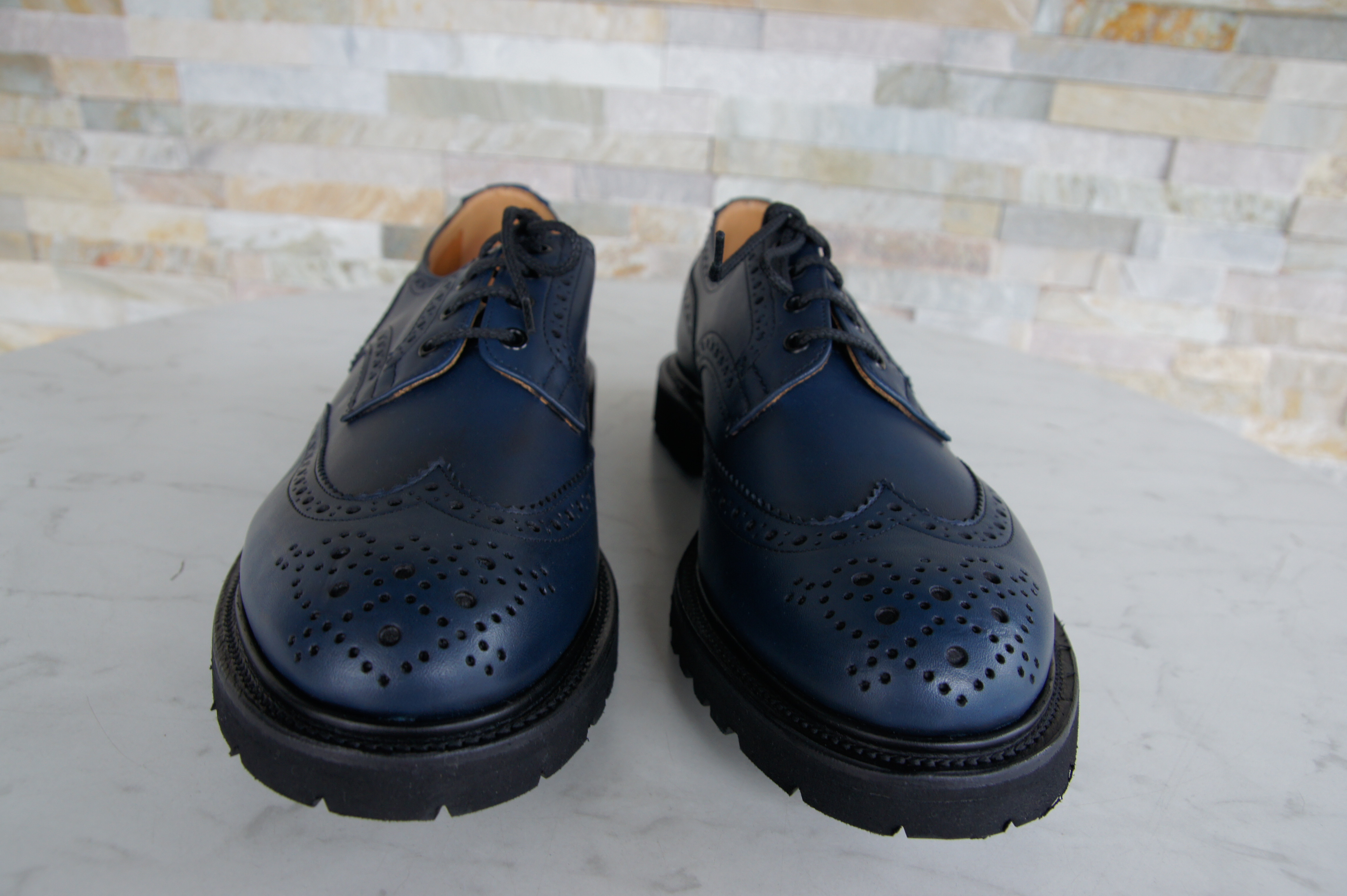 Tricker's Schnürschuhe Halbschuhe Budapester Bourton blau
