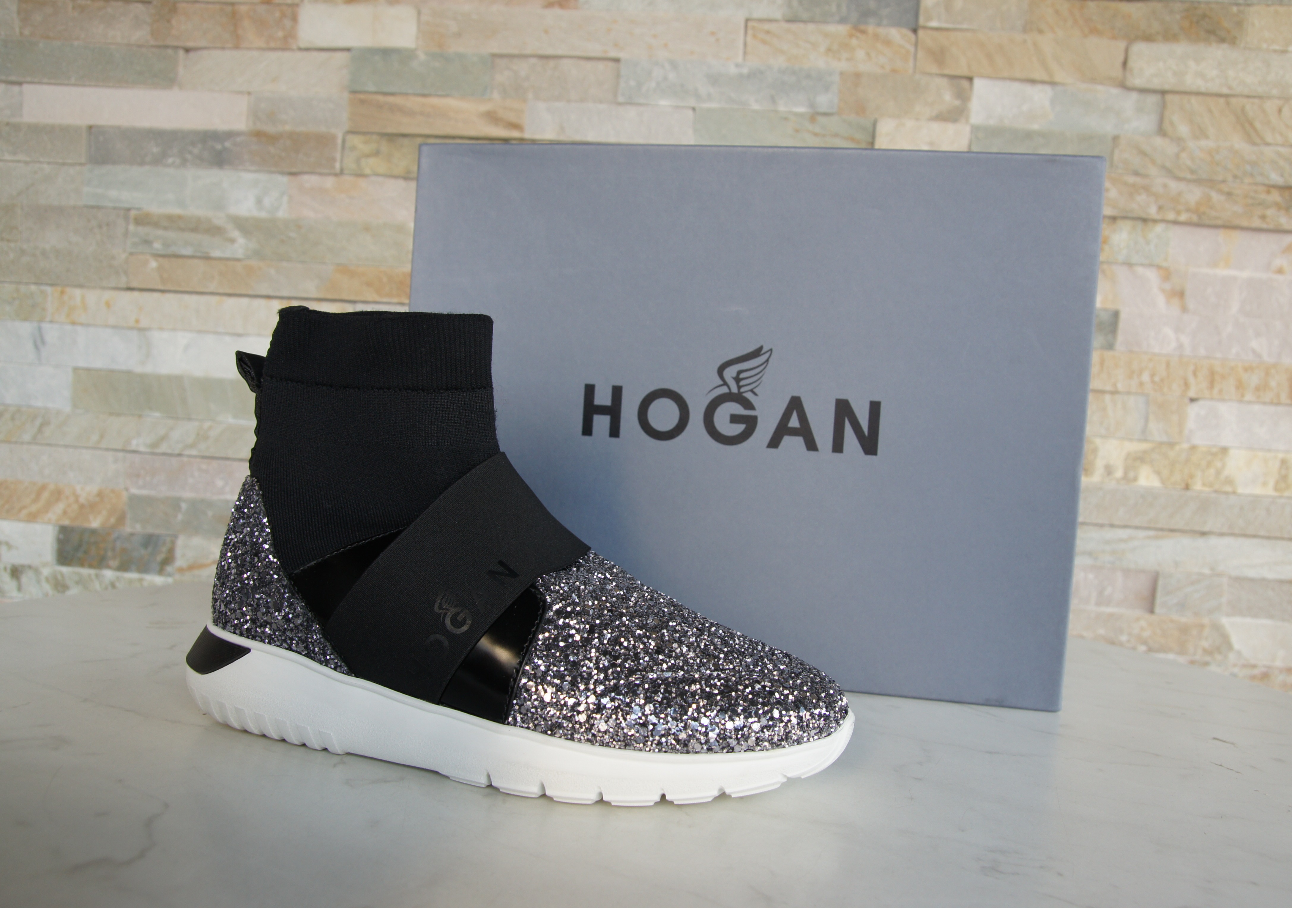 Hogan Sneakers Slip On Glitter schwarz 
