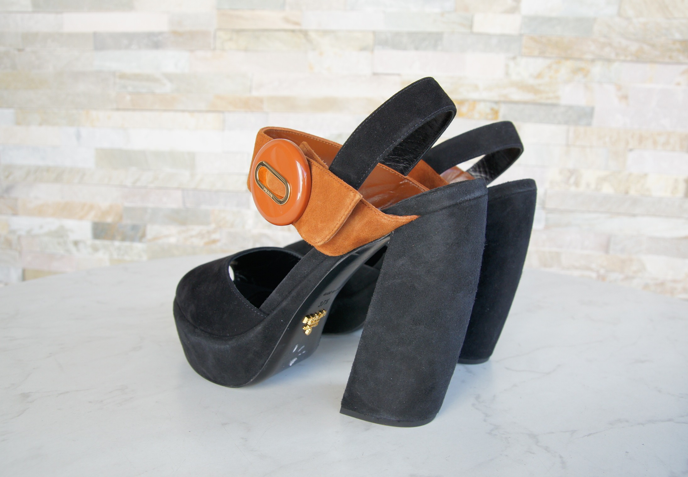 Prada platform sandals black rosewood