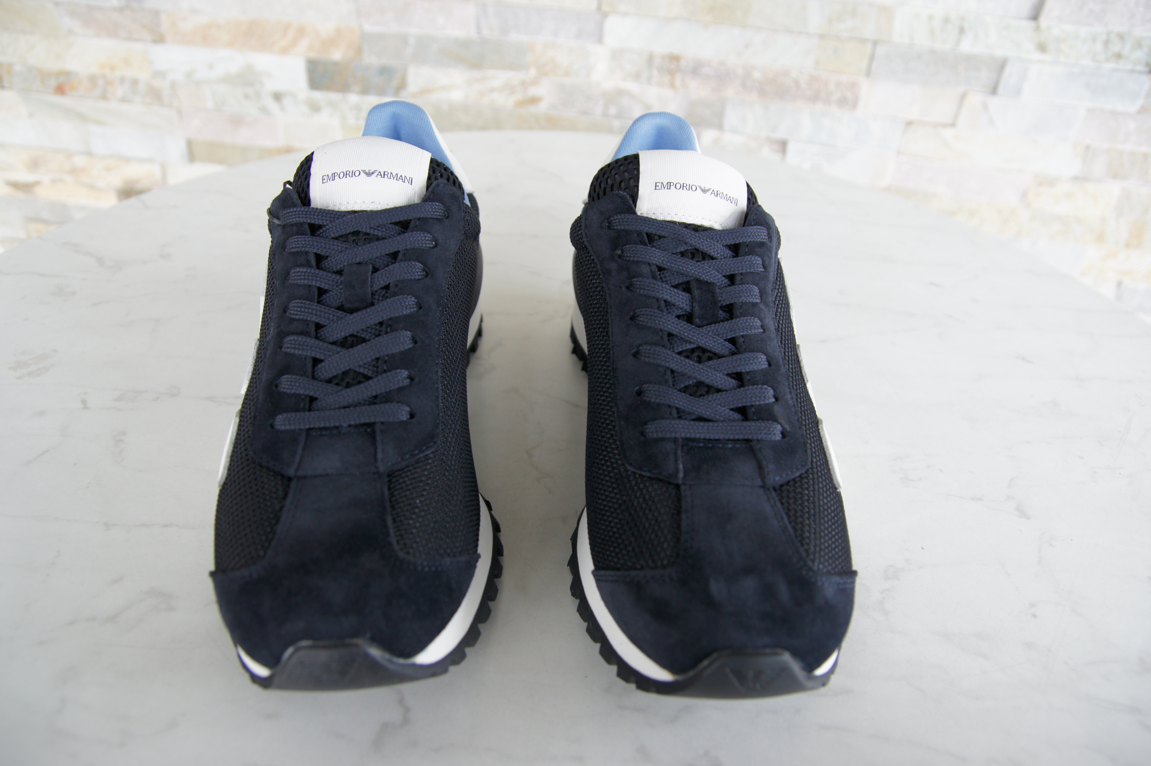 Emporio Armani sneakers lace-up navy + off white