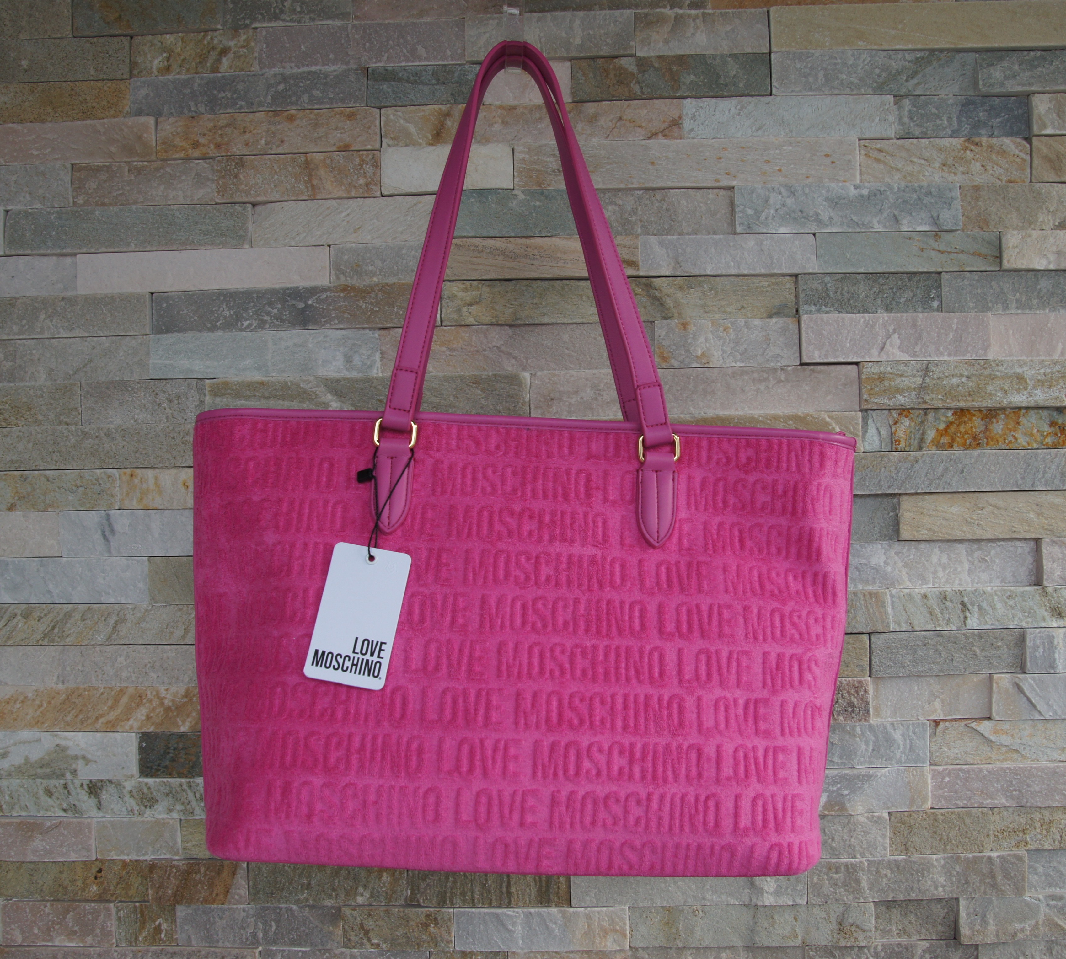 LOVE MOSCHINO Tasche Shopper Schultertasche Handtasche Frottee pink