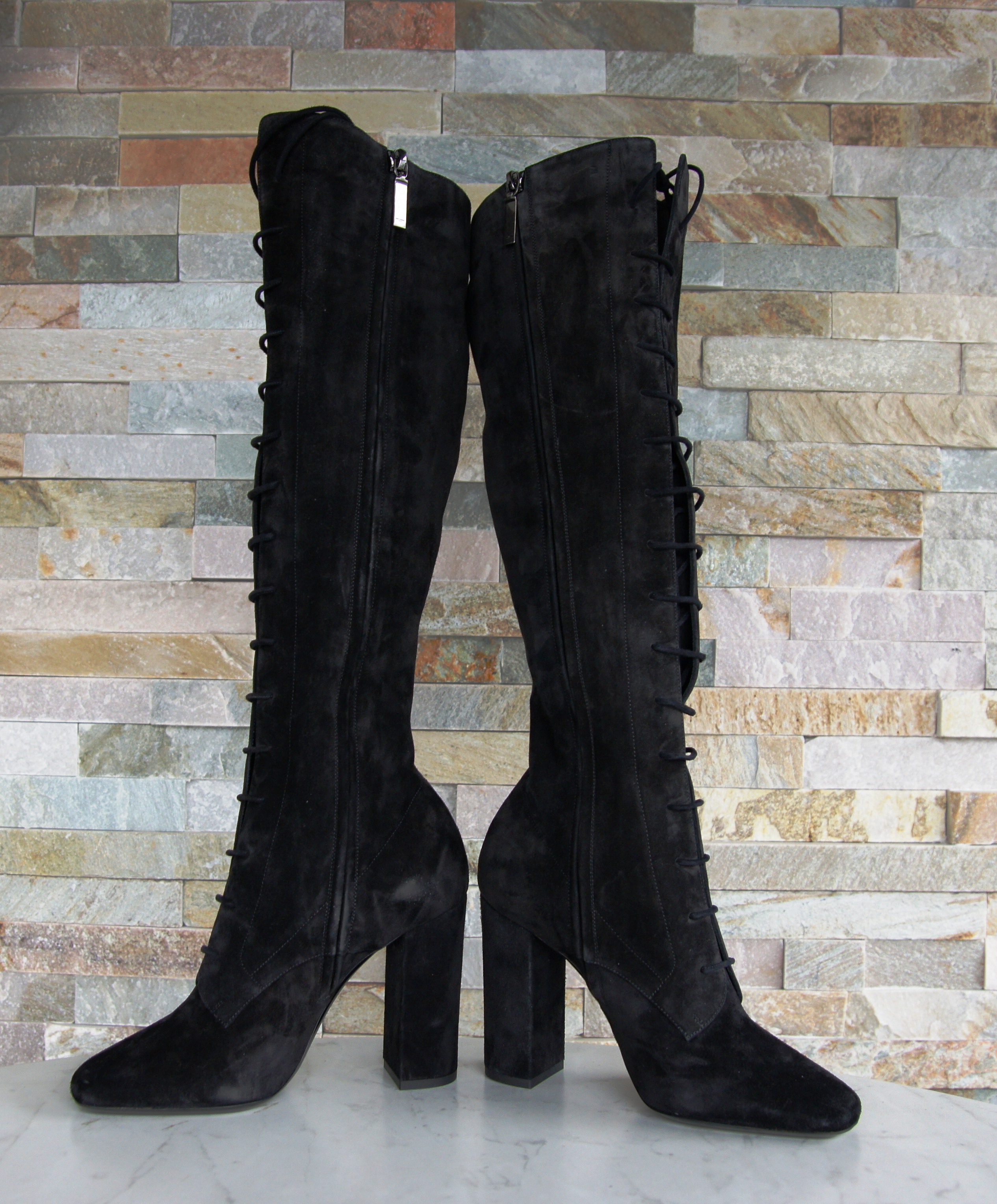 Saint Laurent boots lace-up suede black