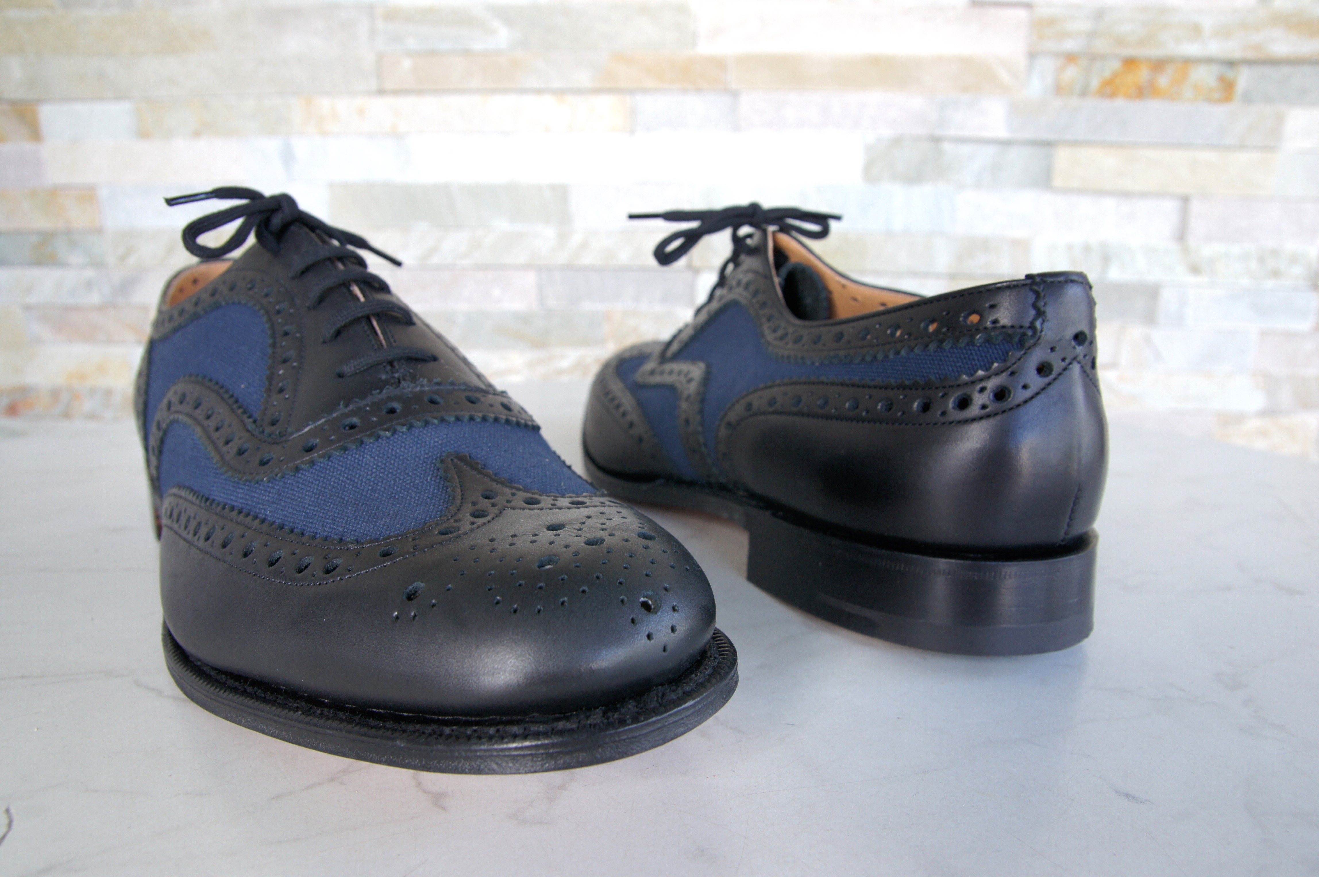 Church's Schnürschuhe Halbschuhe Burwood blau + schwarz