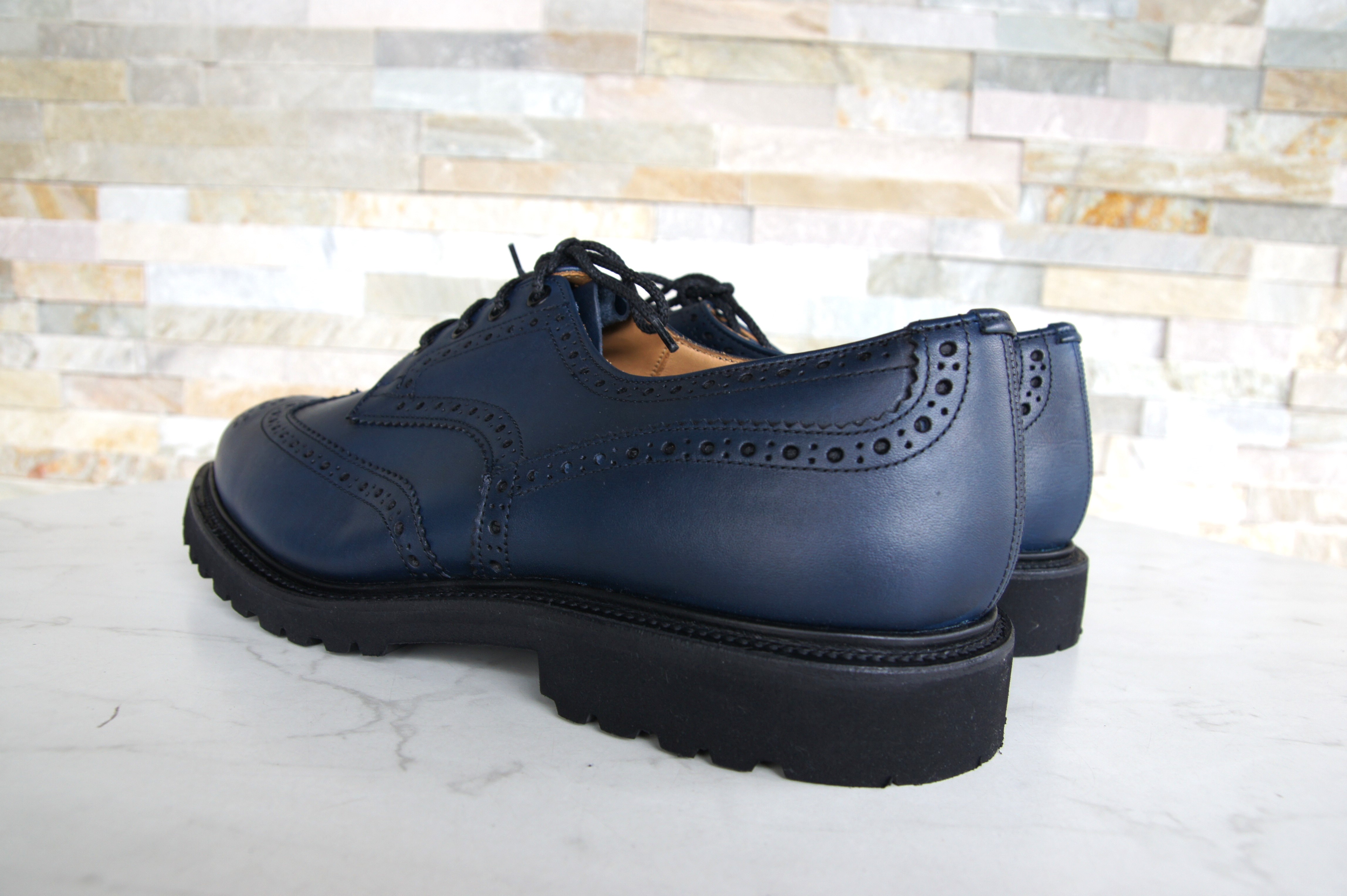 Tricker's Schnürschuhe Halbschuhe Budapester Bourton blau