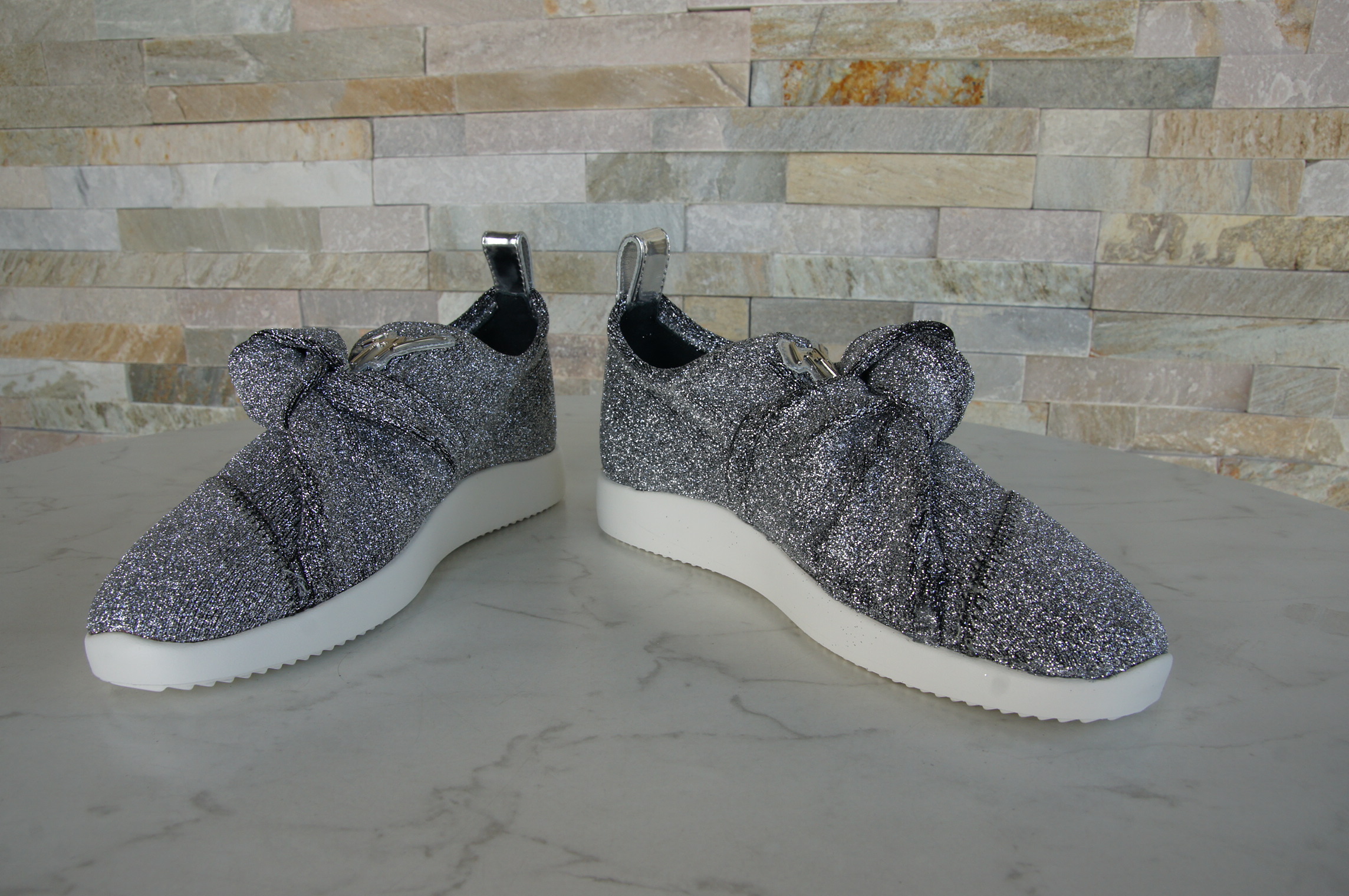 Giuseppe Zanotti slip-ons sneakers loafers glitter silver 