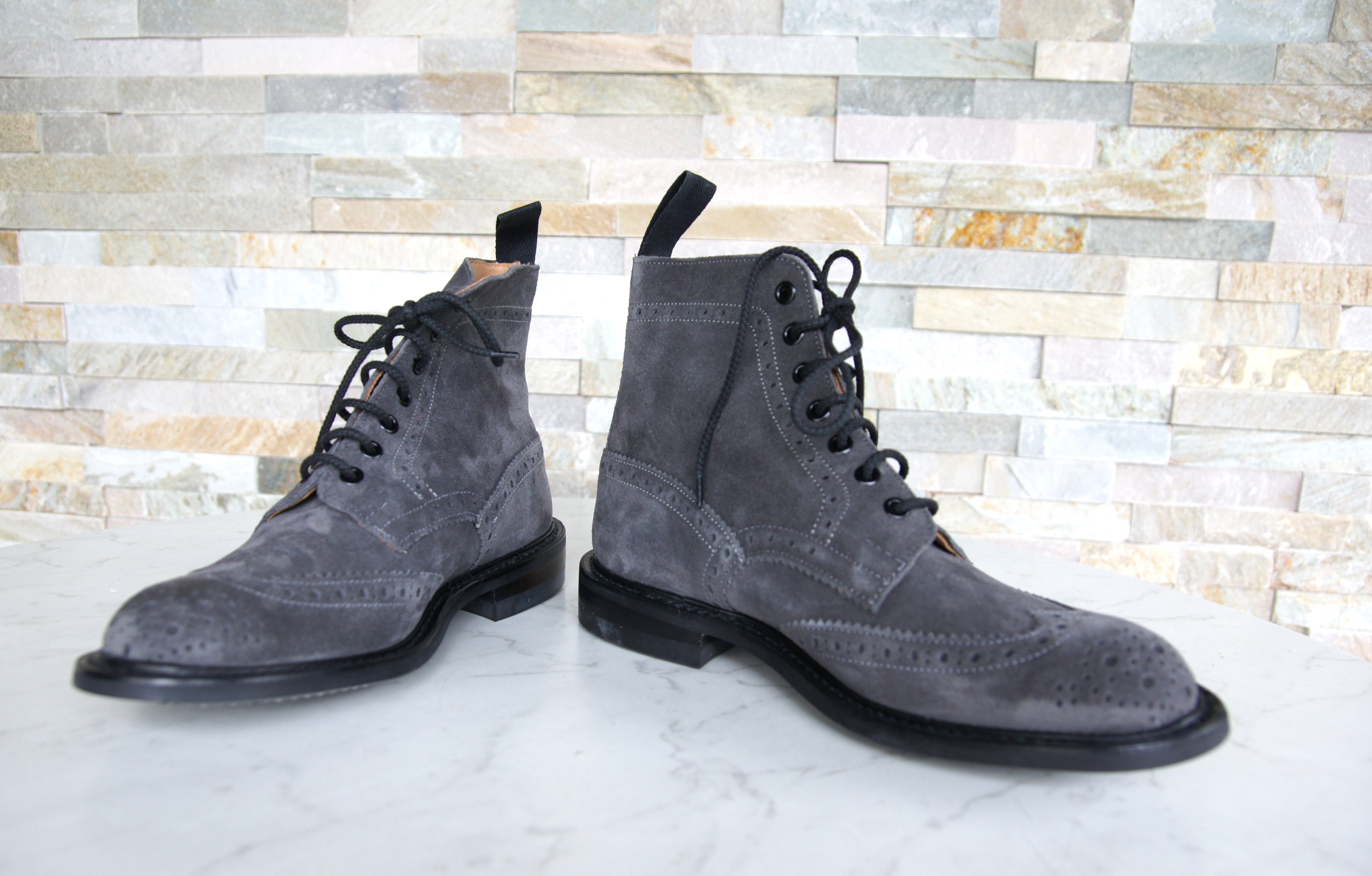 Tricker's ankle boots lace-up shoes  Stow suede smoke grey