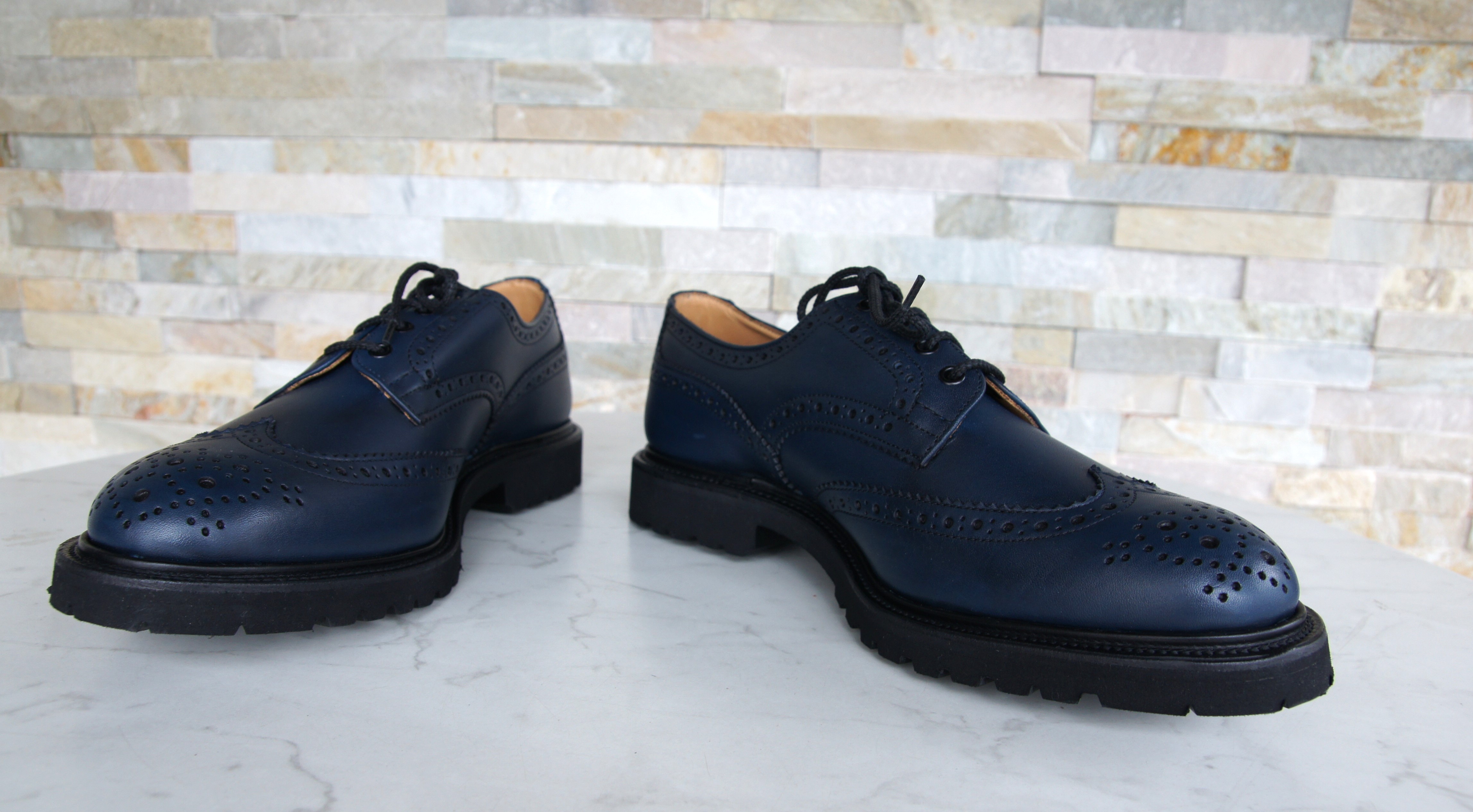 Tricker's Schnürschuhe Halbschuhe Budapester Bourton blau