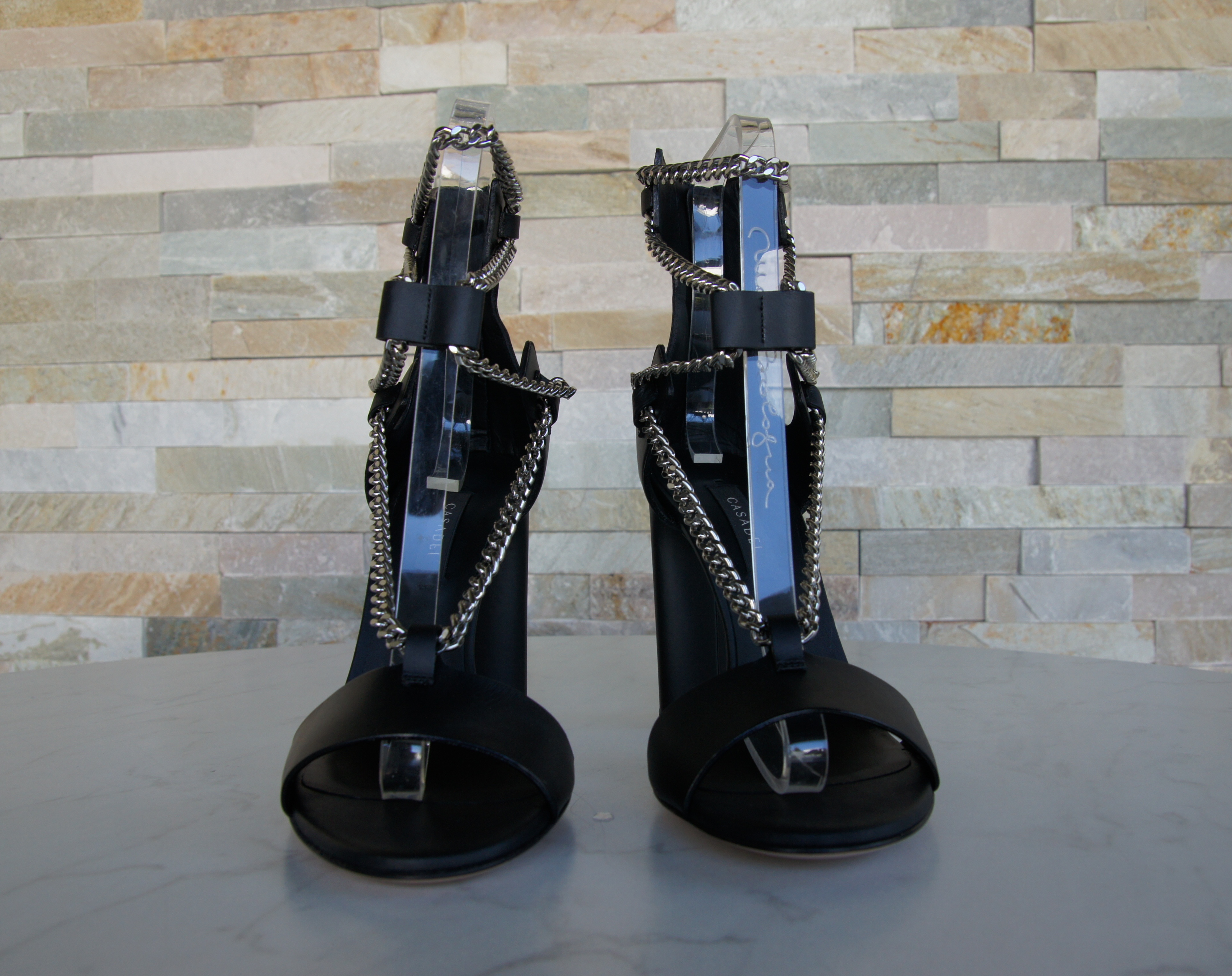 Casadei sandals high heels chain black