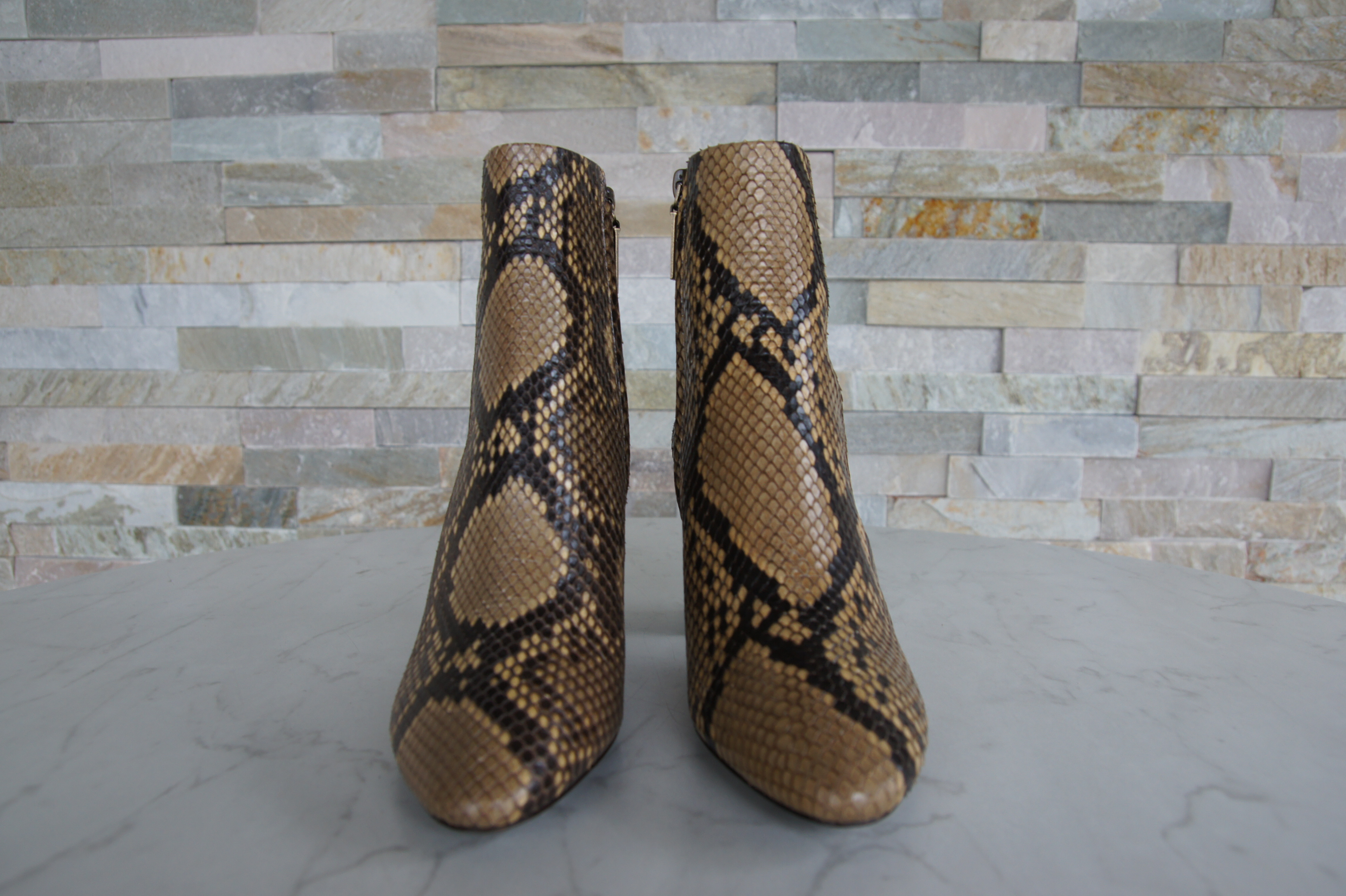 Saint Laurent booties python snakeskin brown