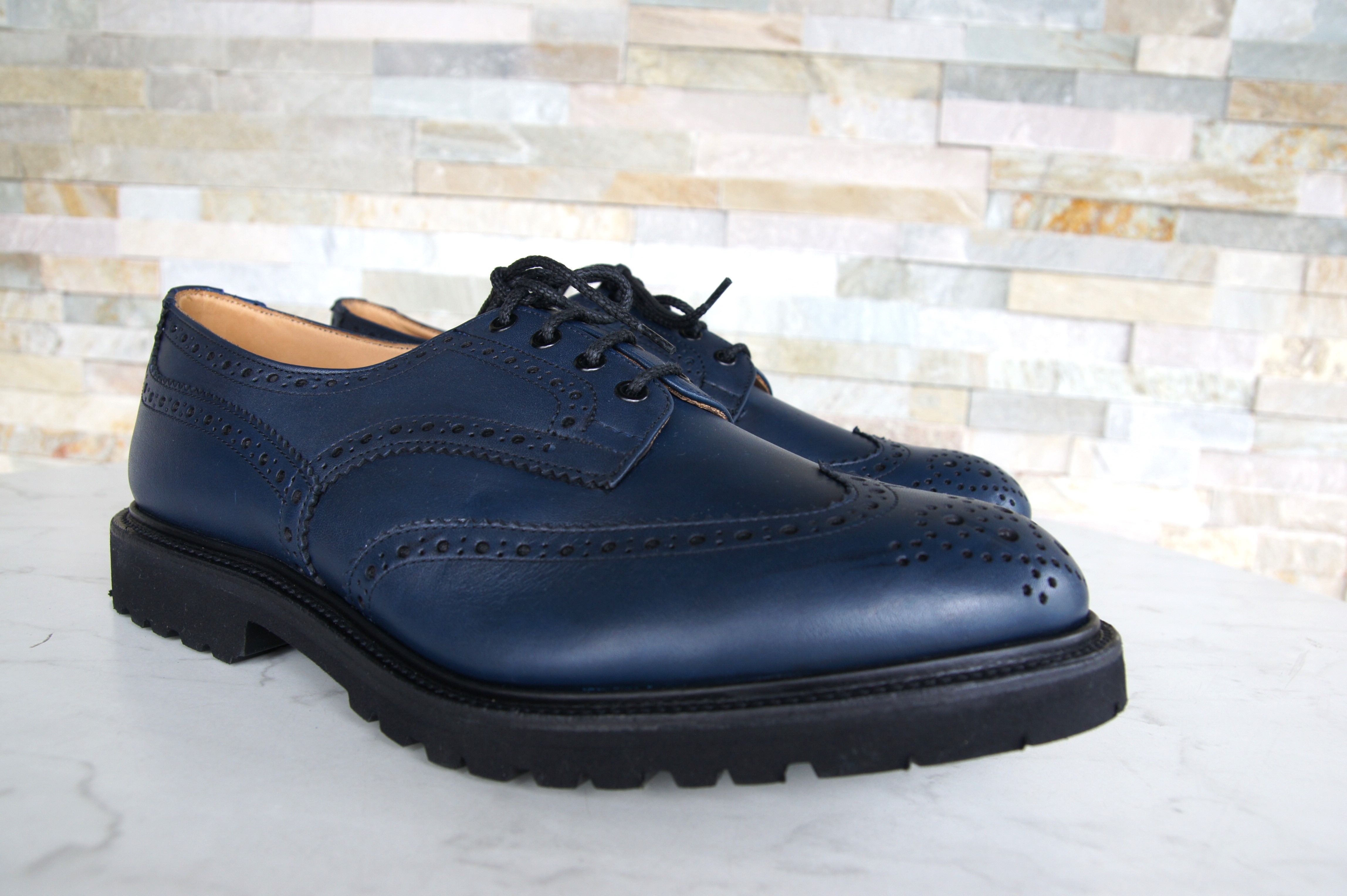 Tricker's Schnürschuhe Halbschuhe Budapester Bourton blau