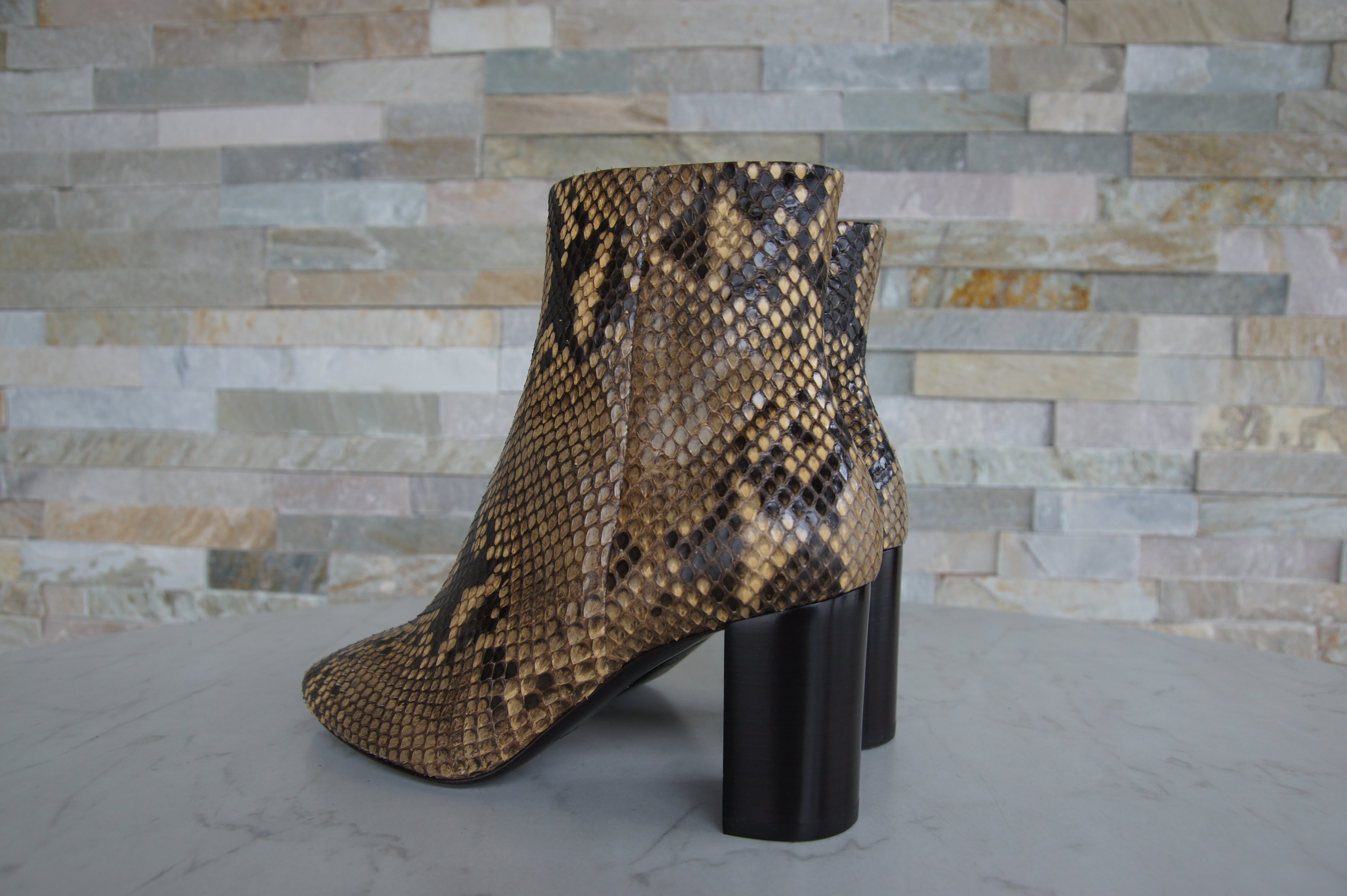 Saint Laurent booties python snakeskin brown