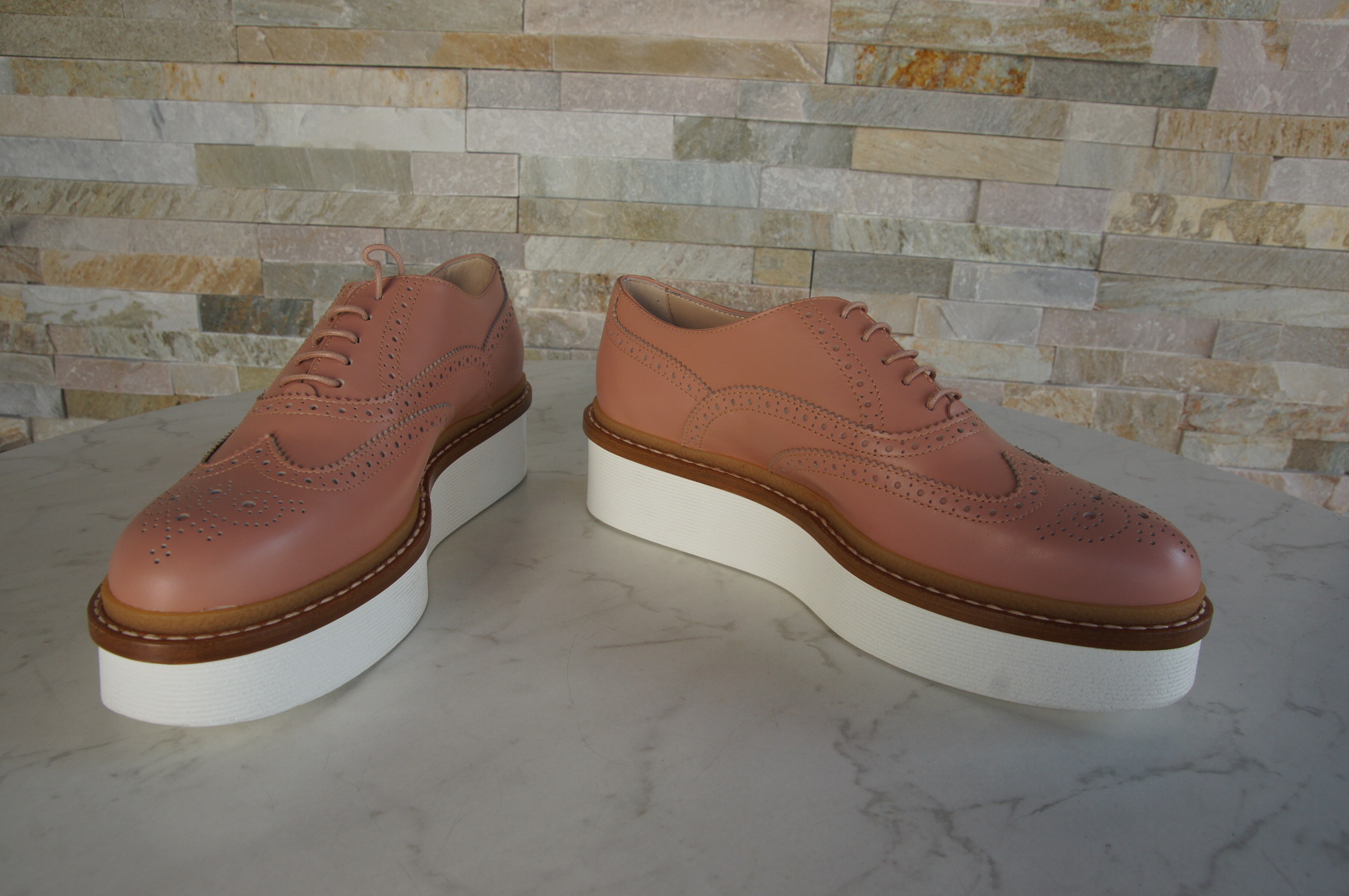 Tod's Plateau Schnürschuhe nude