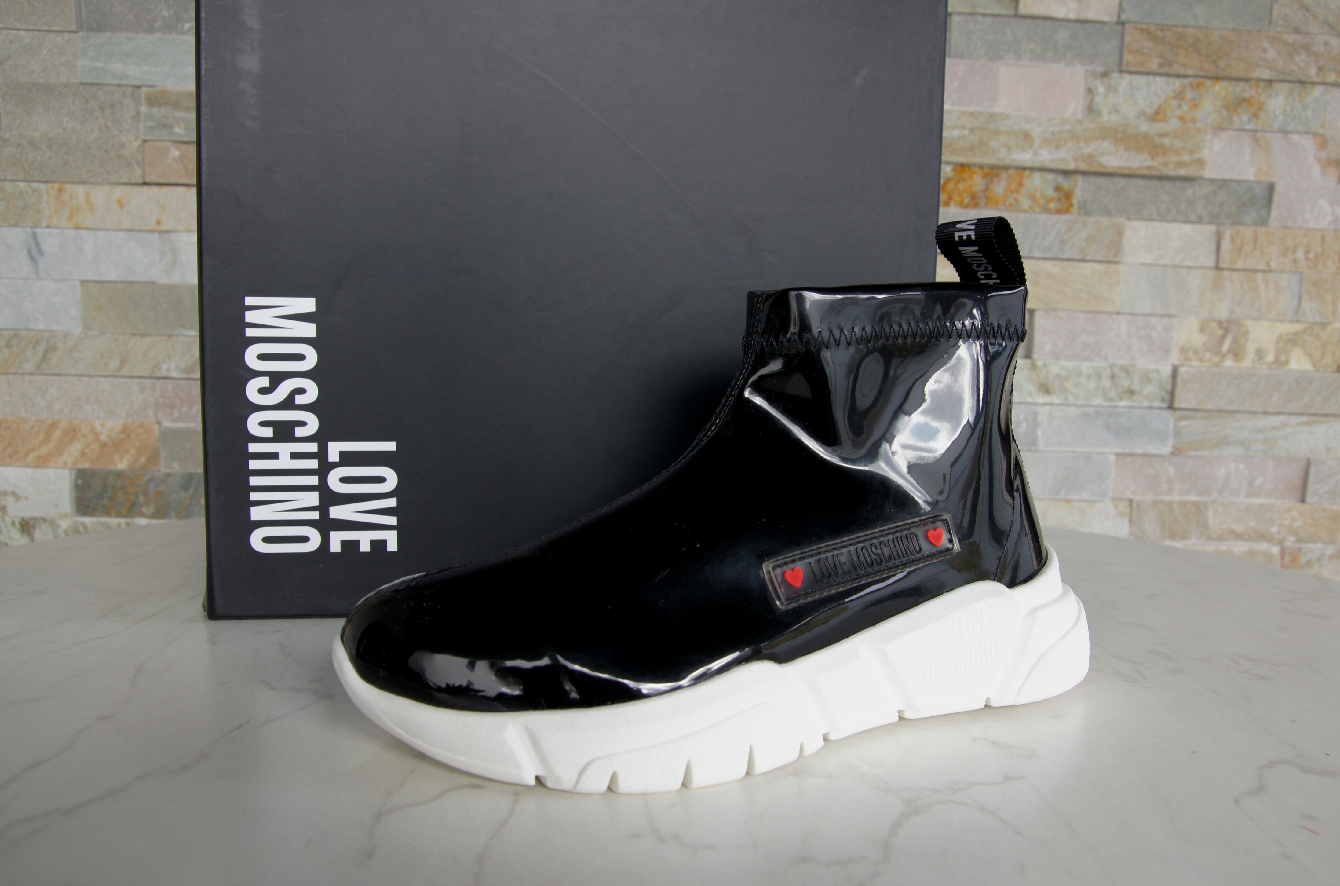 Love Moschino Sneakers Slip-Ons Lack schwarz